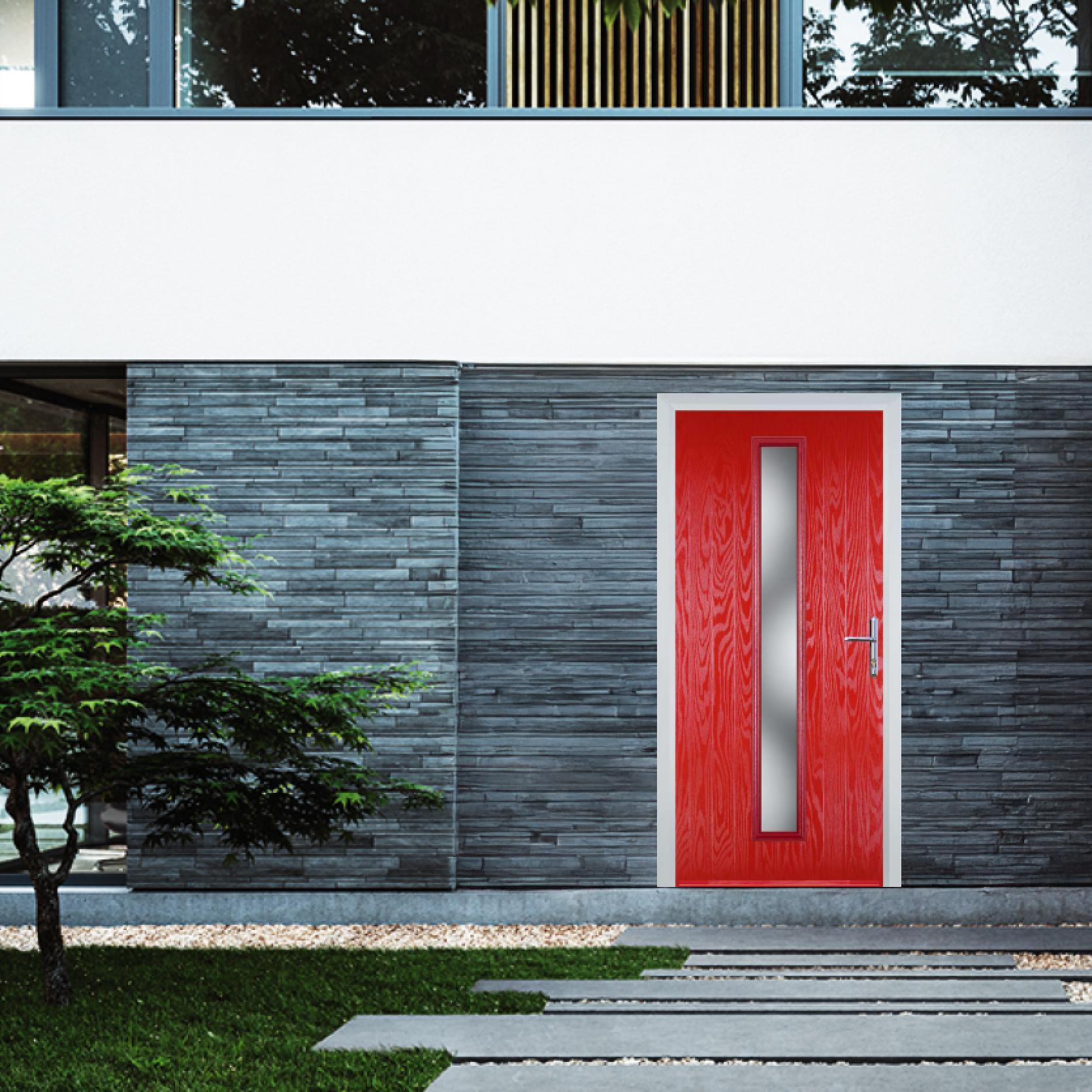 Door Stop Cottage Long (59) Composite Contemporary Door In Poppy Red (High Gloss) Large
                        Image