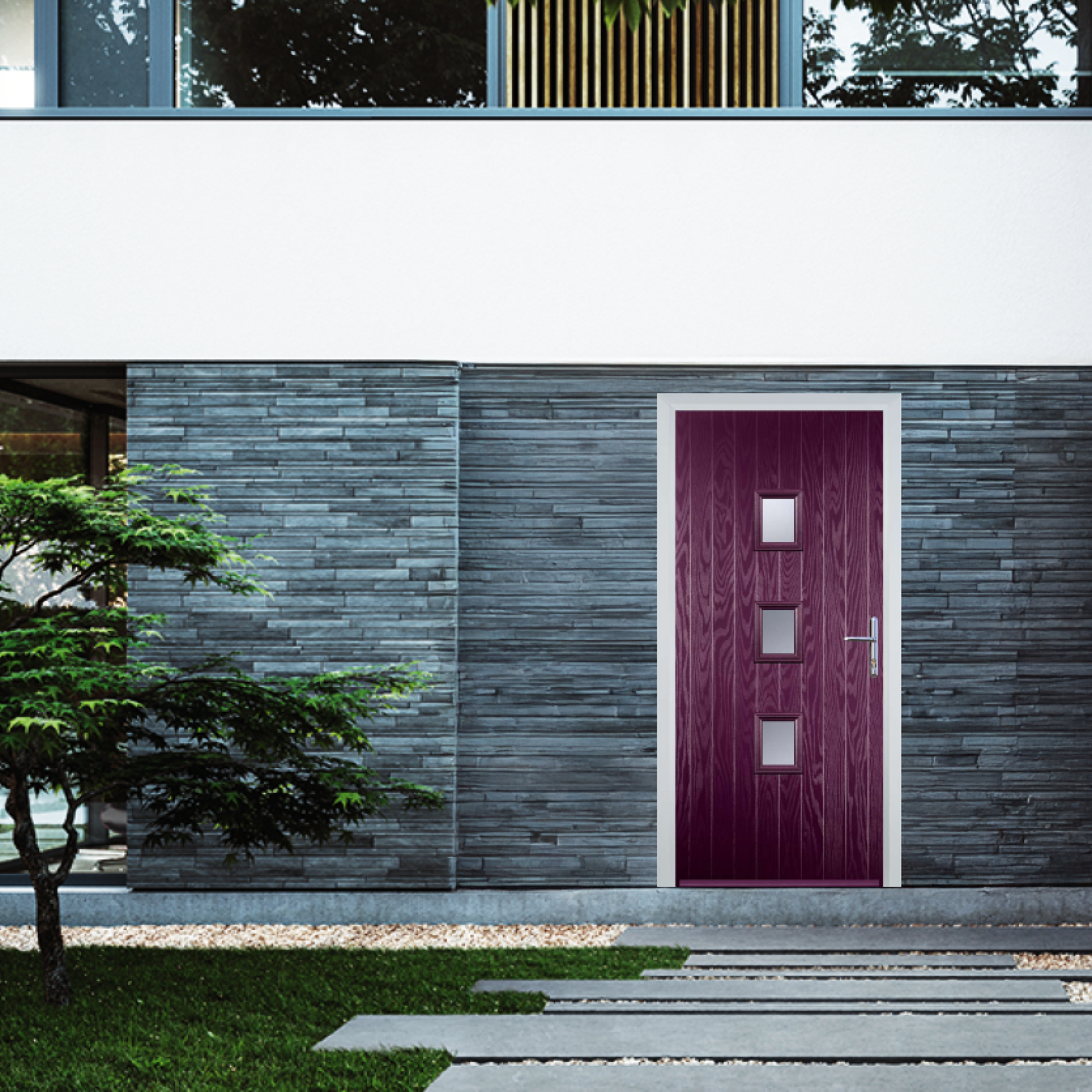 Door Stop 3 Square Mid (Y3) Composite Contemporary Door In Purple Violet Large
                        Image