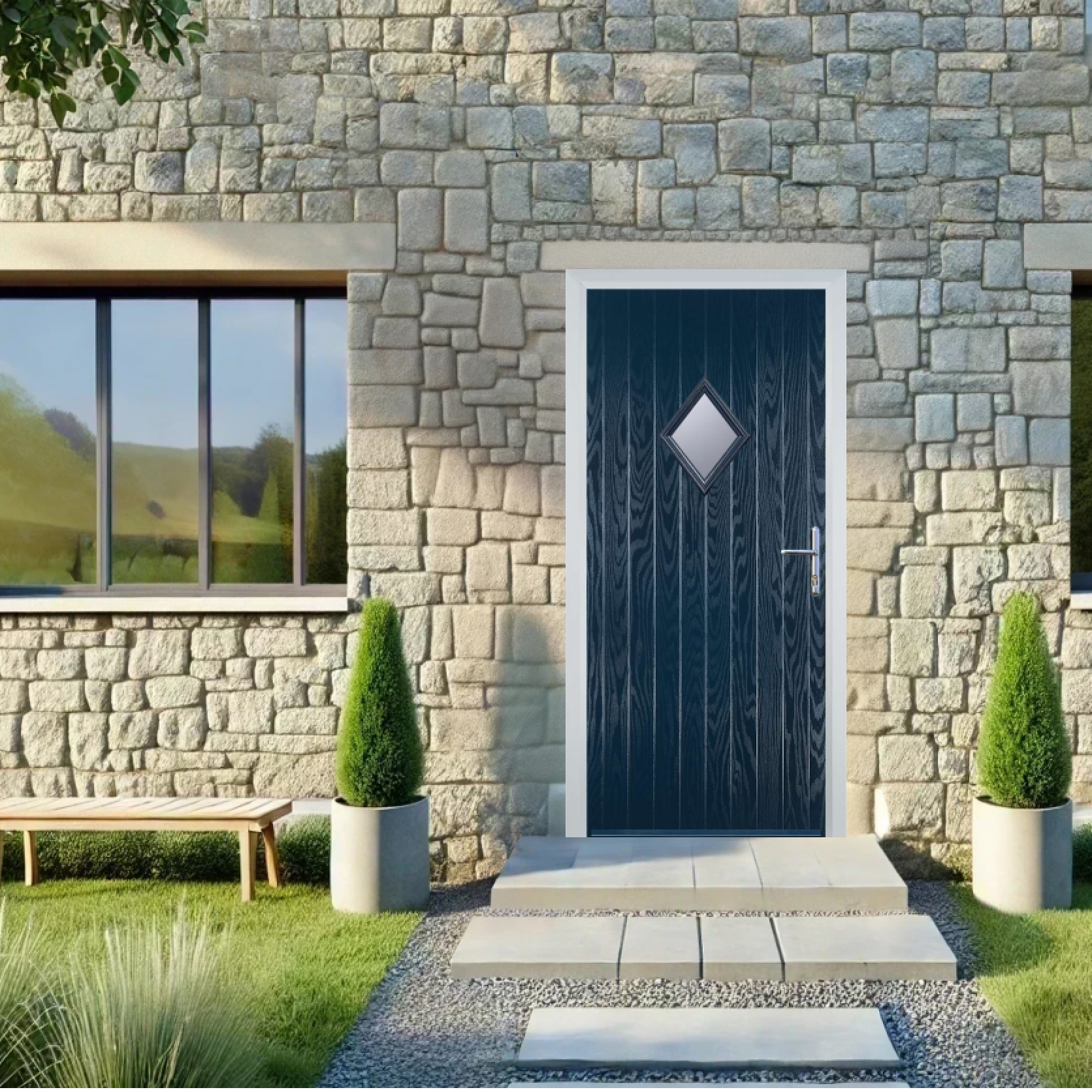 Door Stop Diamond (P) Composite Cottage Door In Blue Large
                        Image