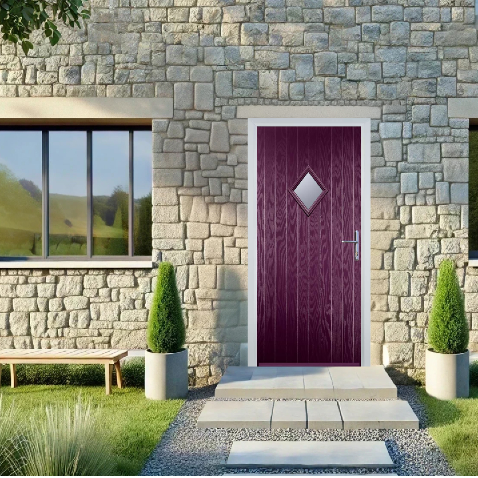 Door Stop Diamond (P) Composite Cottage Door In Purple Violet Large
                        Image