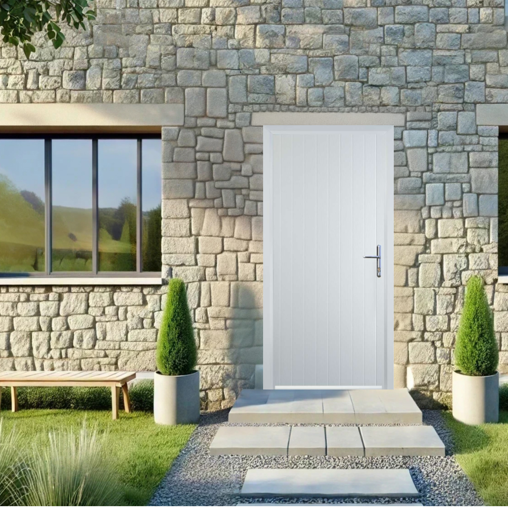 Door Stop Cottage (R) Composite Cottage Door In White Large
                        Image