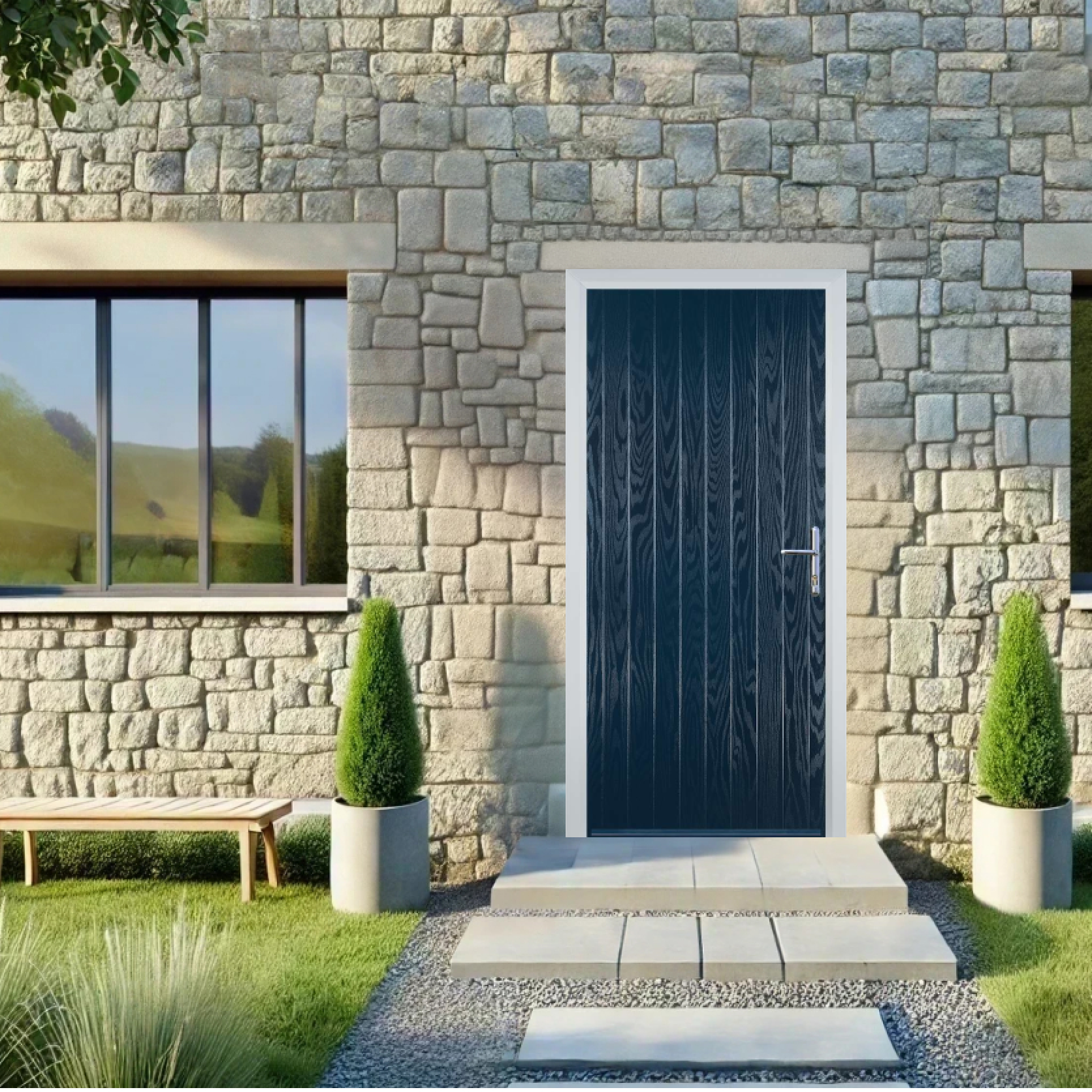 Door Stop Cottage (R) Composite Cottage Door In Blue Large
                        Image