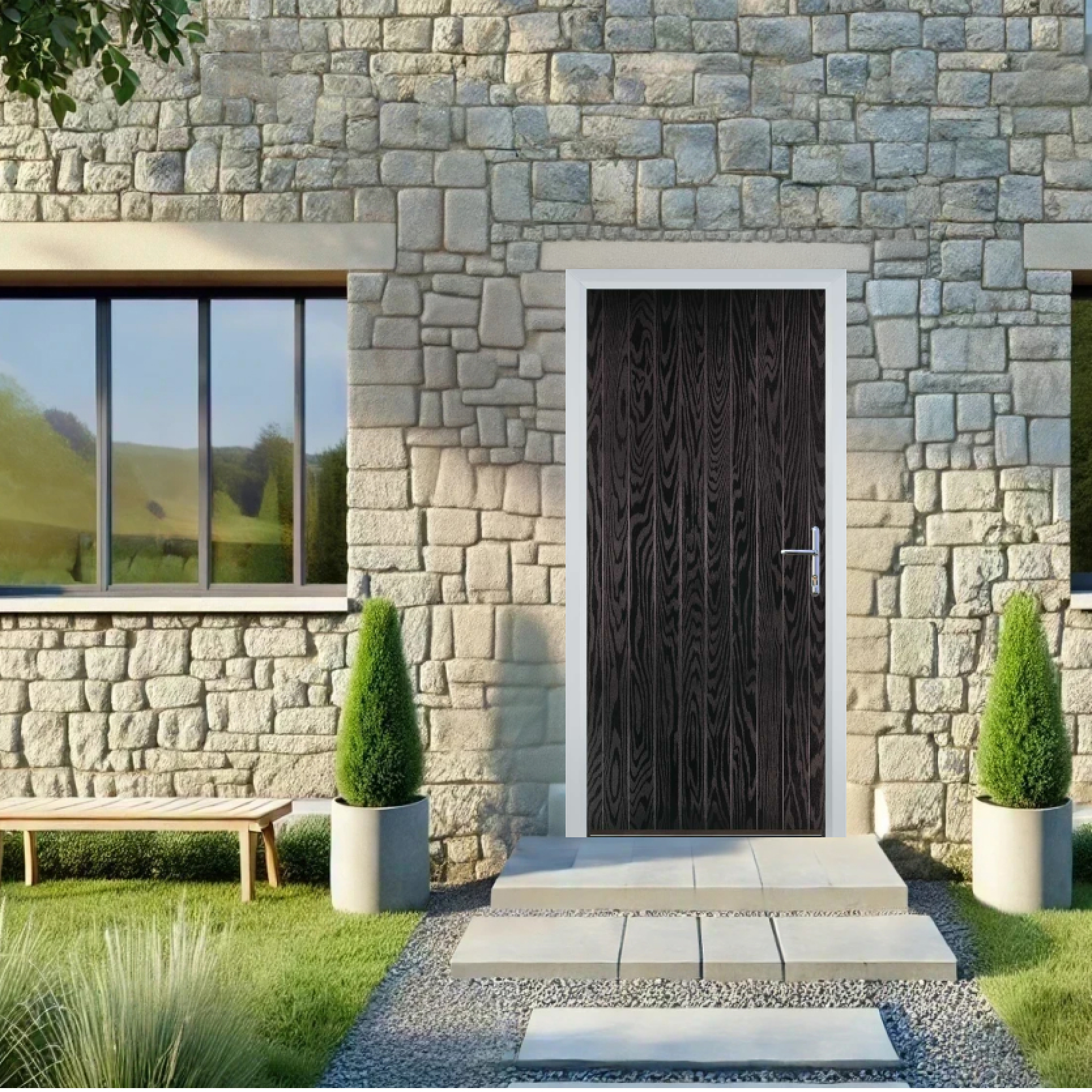 Door Stop Cottage (R) Composite Cottage Door In Black Brown Large
                        Image