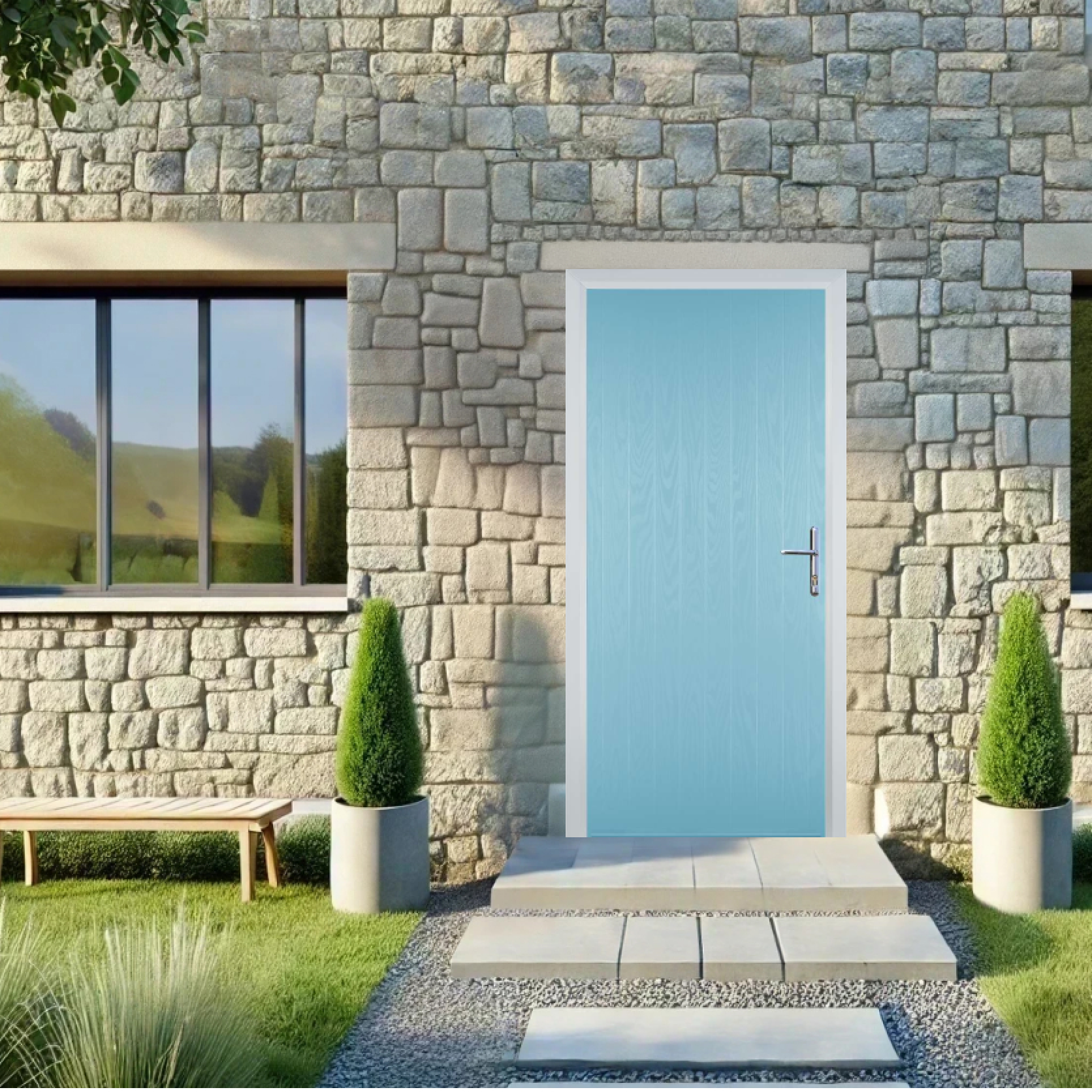 Door Stop Cottage (R) Composite Cottage Door In Duck Egg Blue Large
                        Image