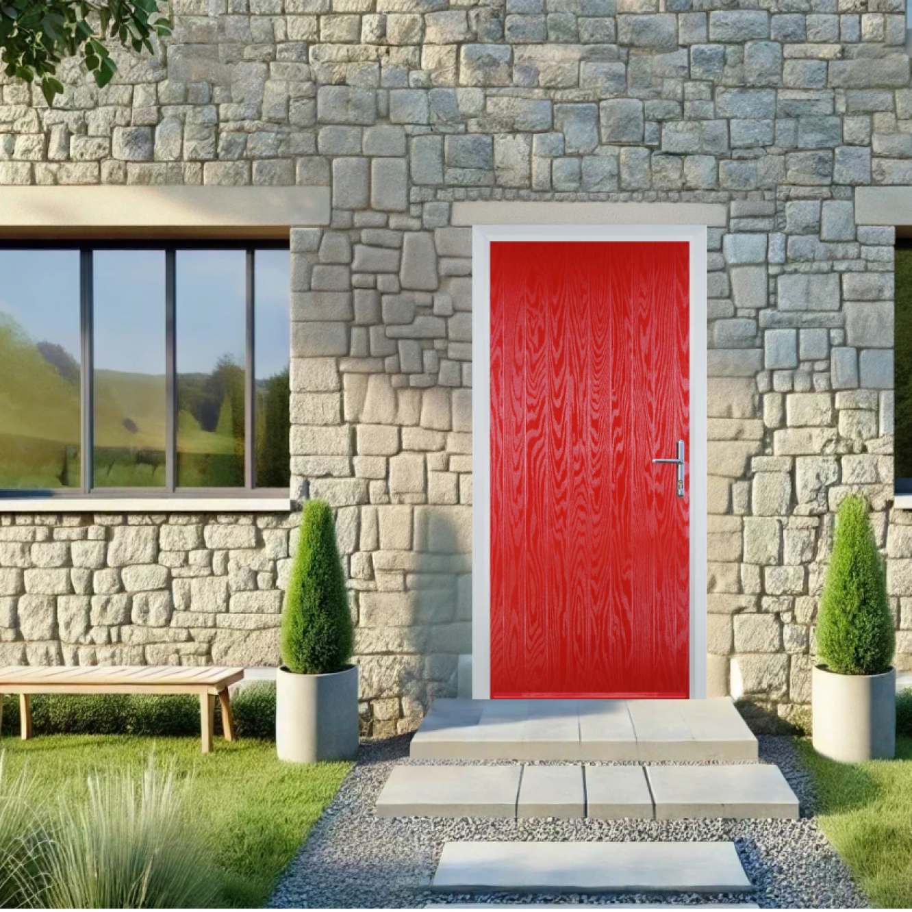 Door Stop Cottage (R) Composite Cottage Door In Poppy Red (High Gloss) Image