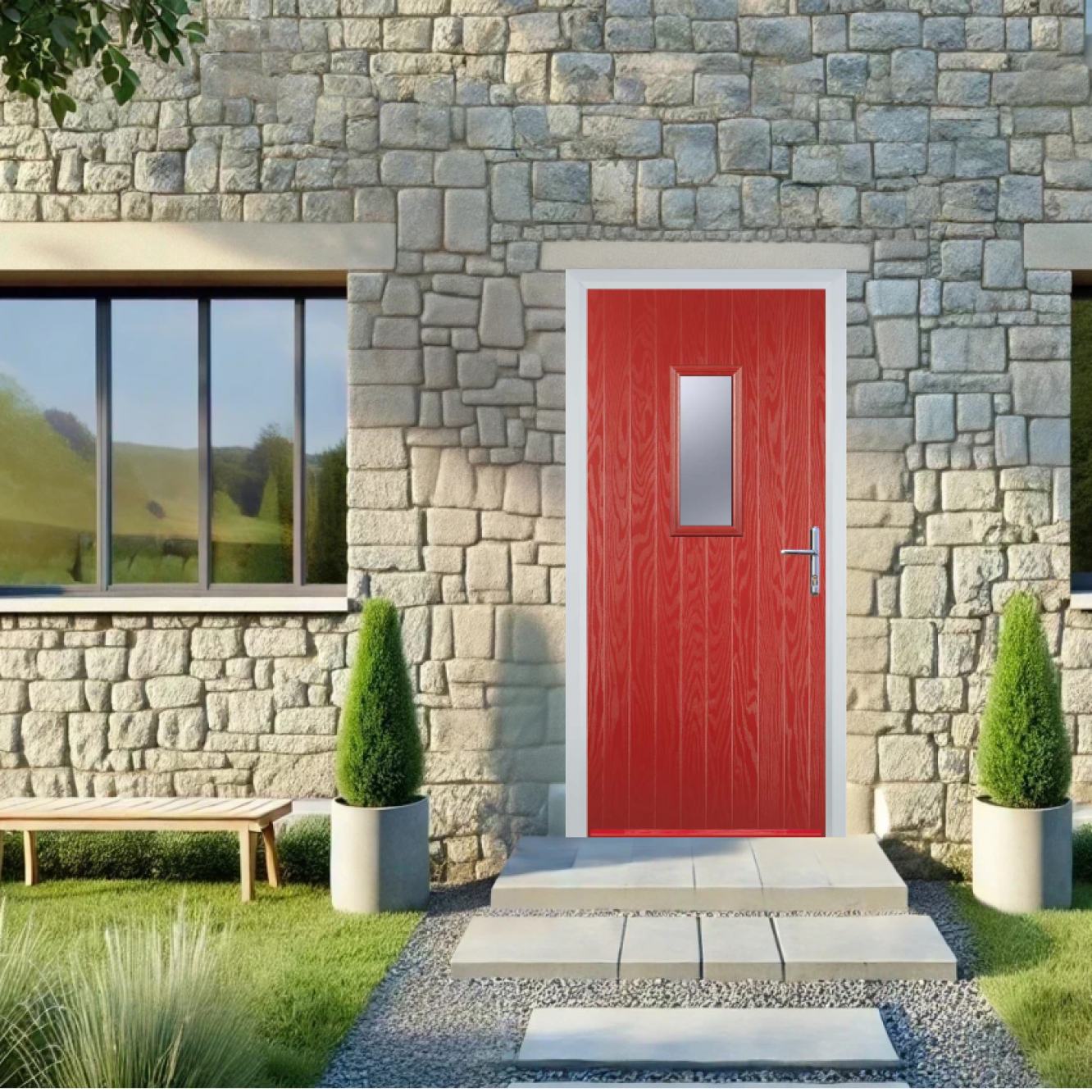 Door Stop 1 Square (U) Composite Cottage Door In Red Image