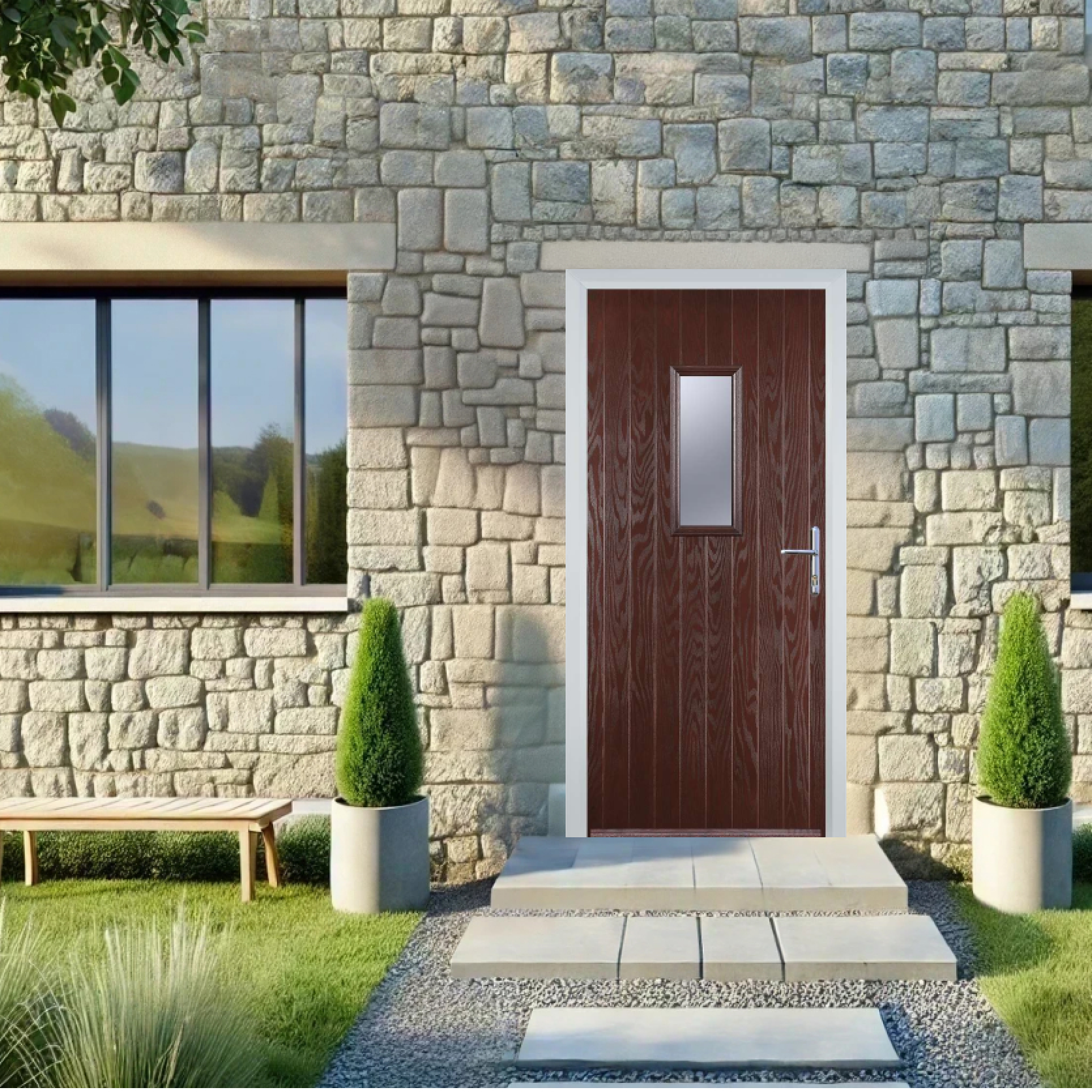 Door Stop 1 Square (U) Composite Cottage Door In Dark Wood Large
                        Image