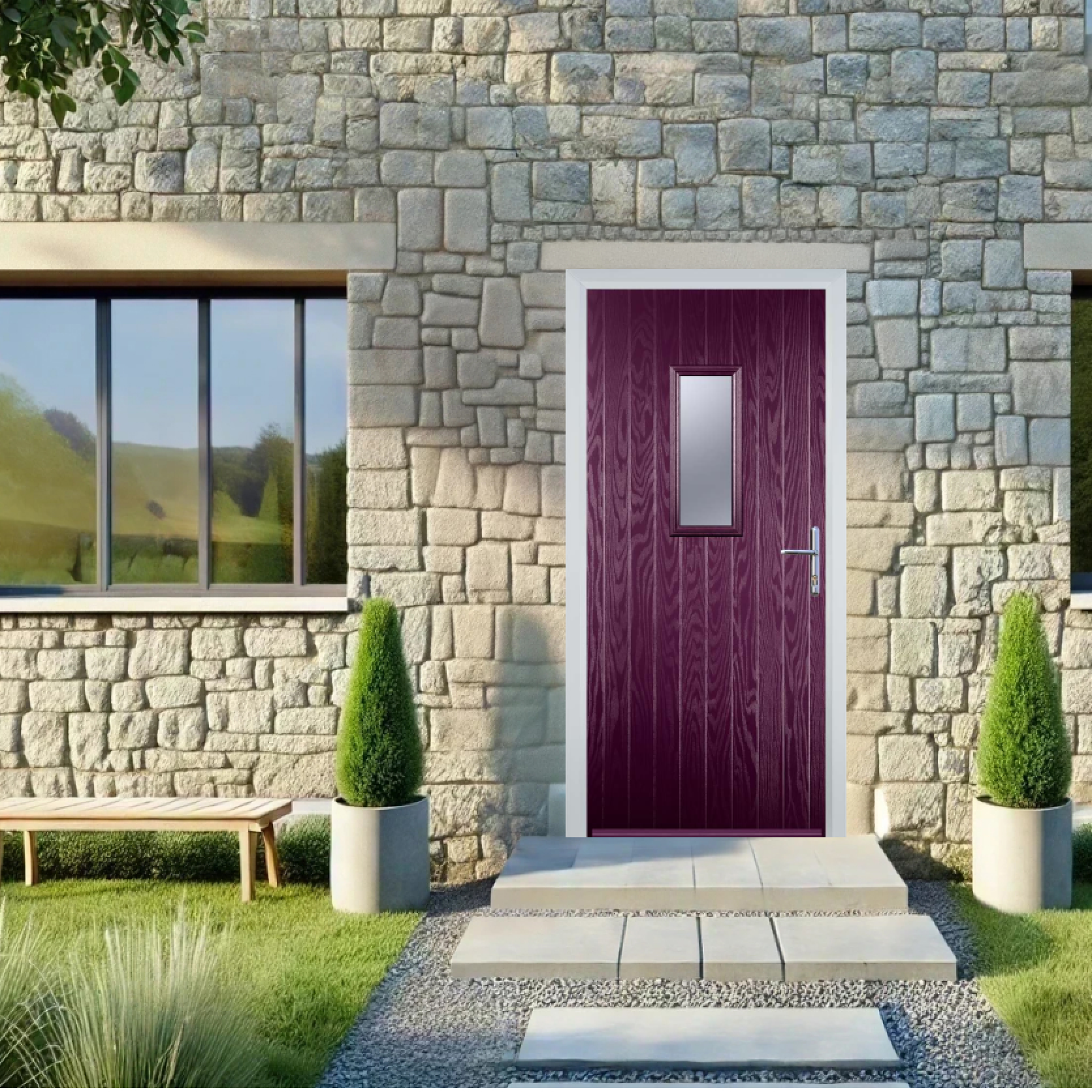 Door Stop 1 Square (U) Composite Cottage Door In Purple Violet Large
                        Image