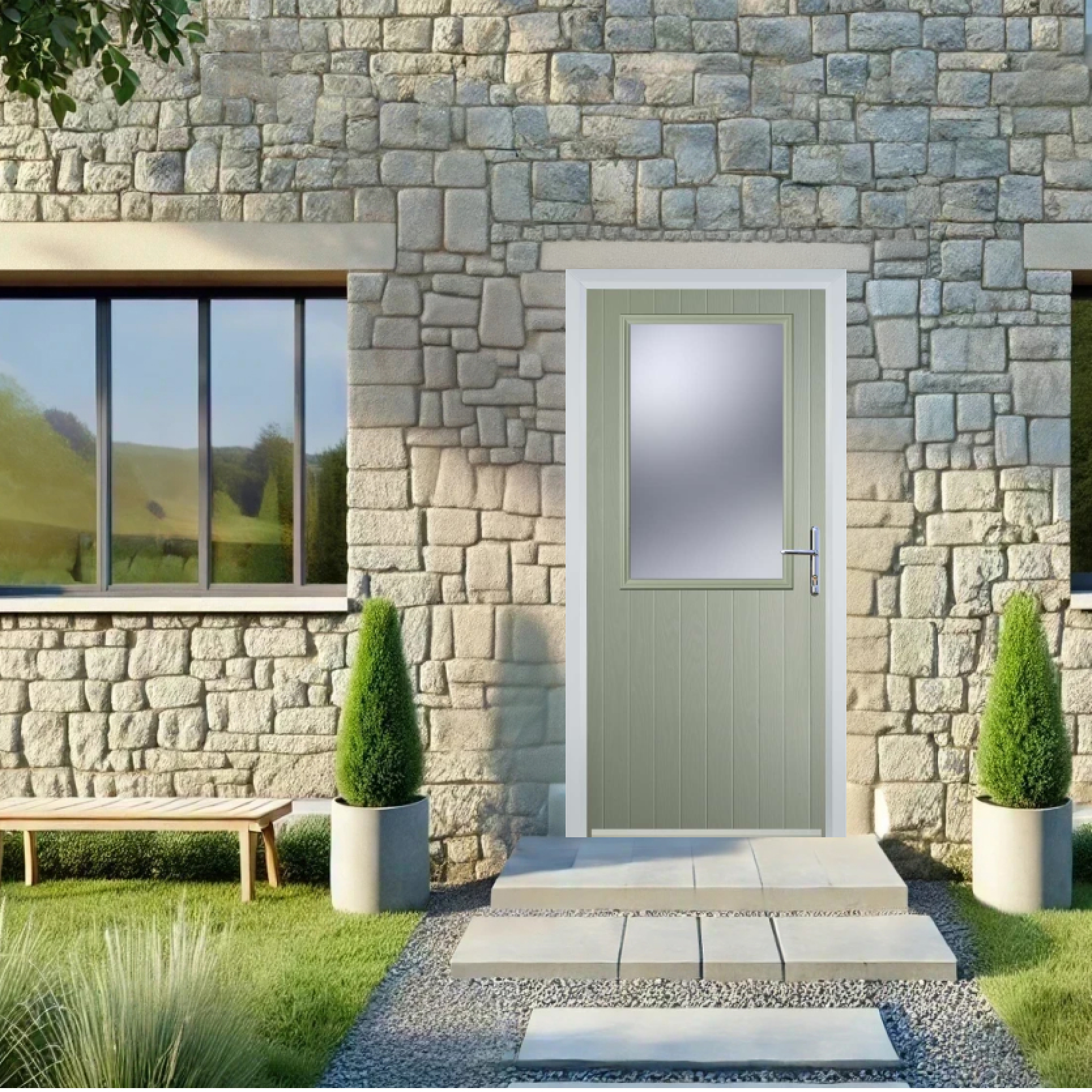 Door Stop Cottage Half Glaze (V) Composite Cottage Door In Pebble Grey Large
                        Image