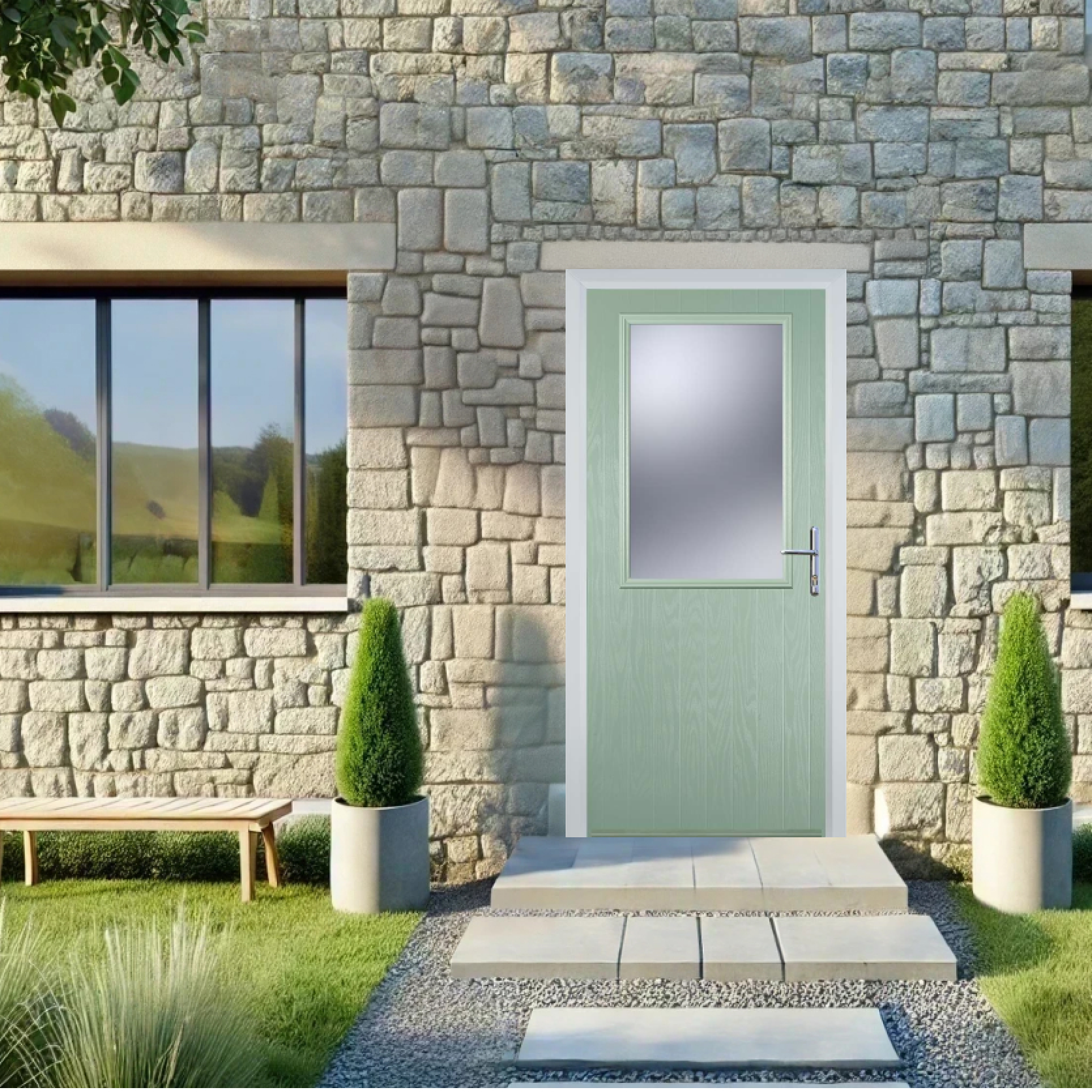 Door Stop Cottage Half Glaze (V) Composite Cottage Door In Chartwell Green Large
                        Image