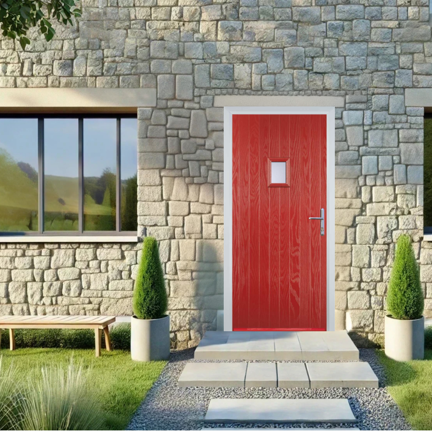Door Stop Cottage High Square (62) Composite Cottage Door In Red Large
                        Image
