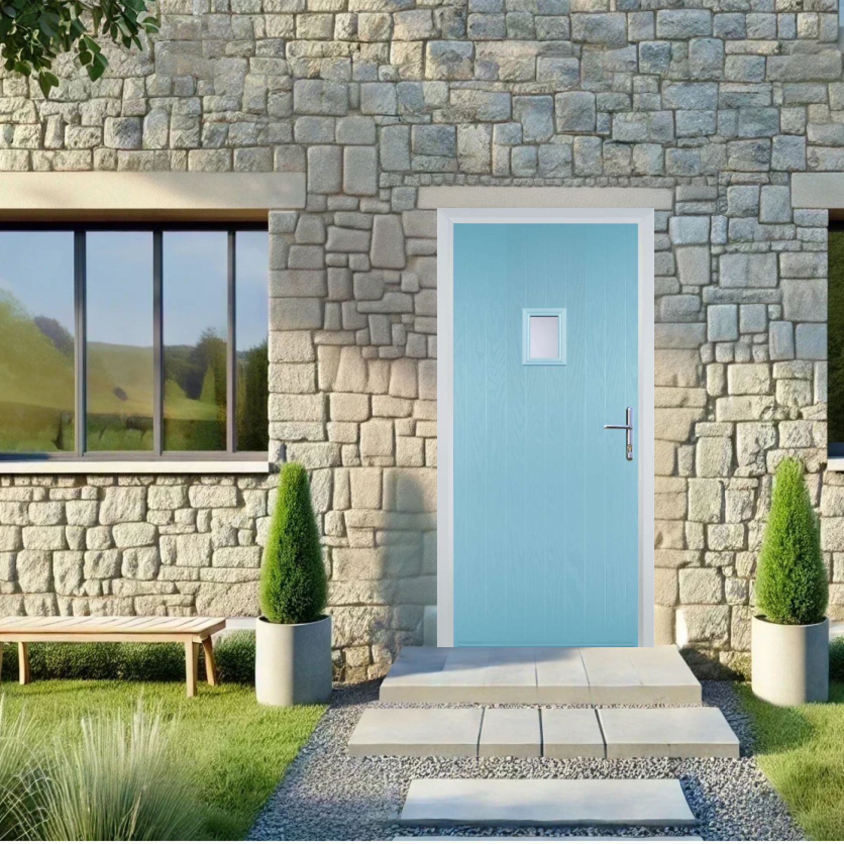 Door Stop Cottage High Square (62) Composite Cottage Door In Duck Egg Blue Large
                        Image