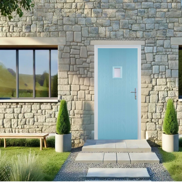 Door Stop Cottage High Square (62) Composite Cottage Door In Duck Egg Blue Thumbnail