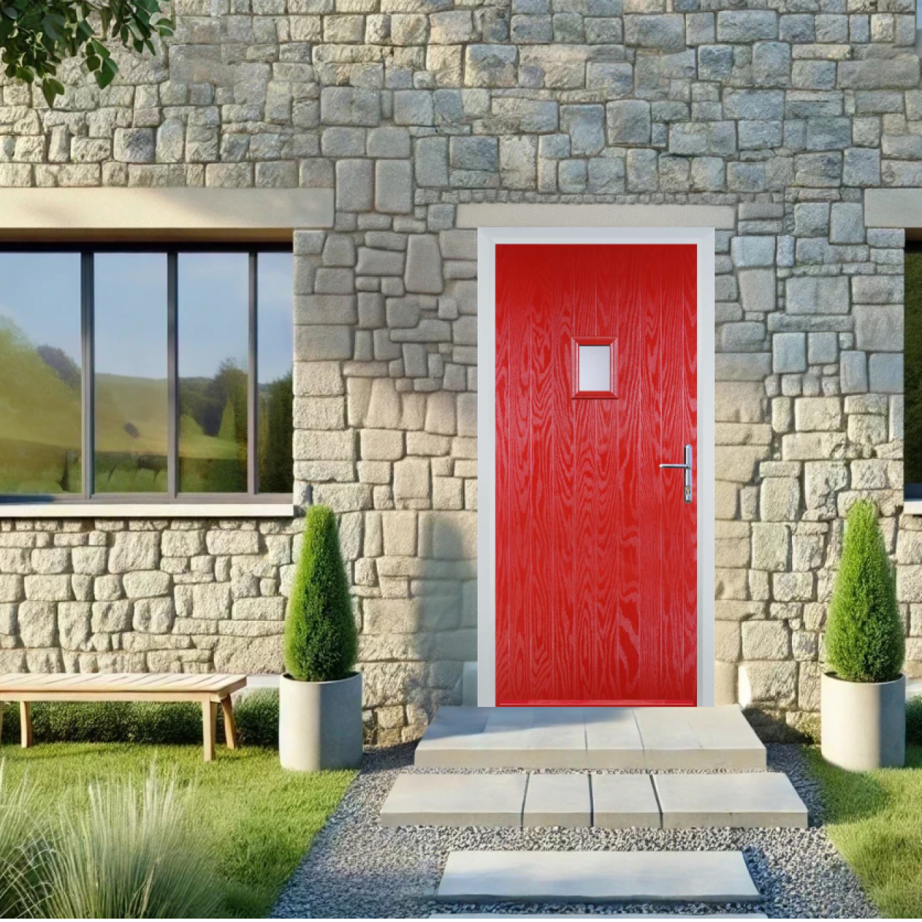Door Stop Cottage High Square (62) Composite Cottage Door In Poppy Red (High Gloss) Image