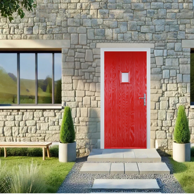 Door Stop Cottage High Square (62) Composite Cottage Door In Poppy Red (High Gloss) Thumbnail