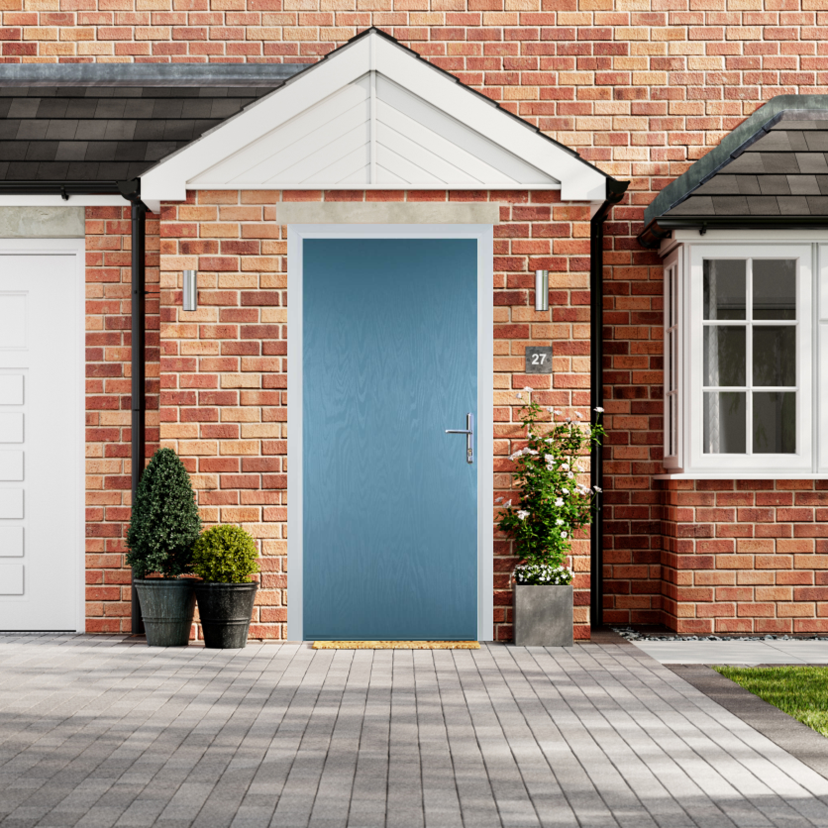 Door Stop Cottage - Flush Grained (R) Composite Flush Door In Pastel Blue Large
                        Image