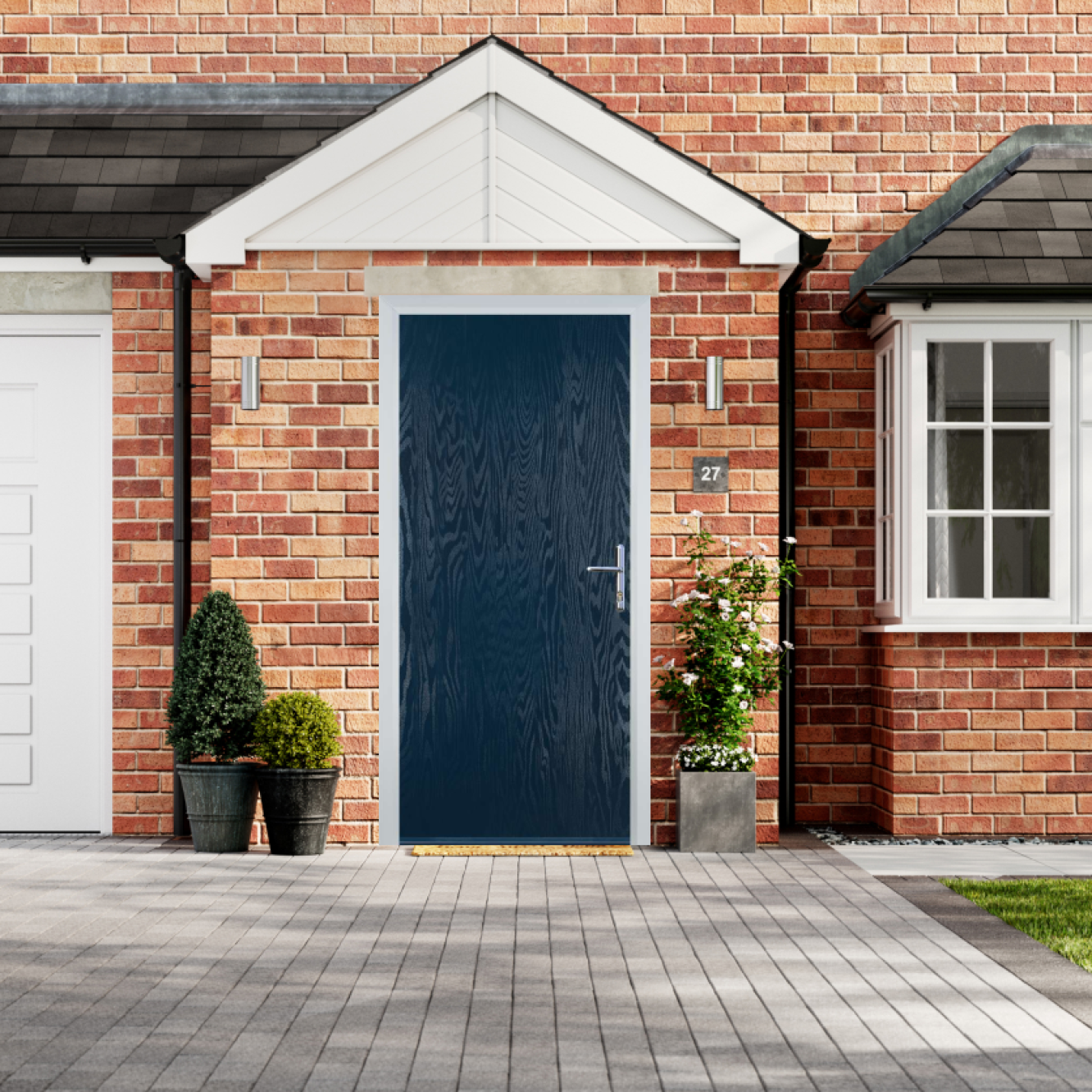 Door Stop Cottage - Flush Grained (R) Composite Flush Door In Blue Image