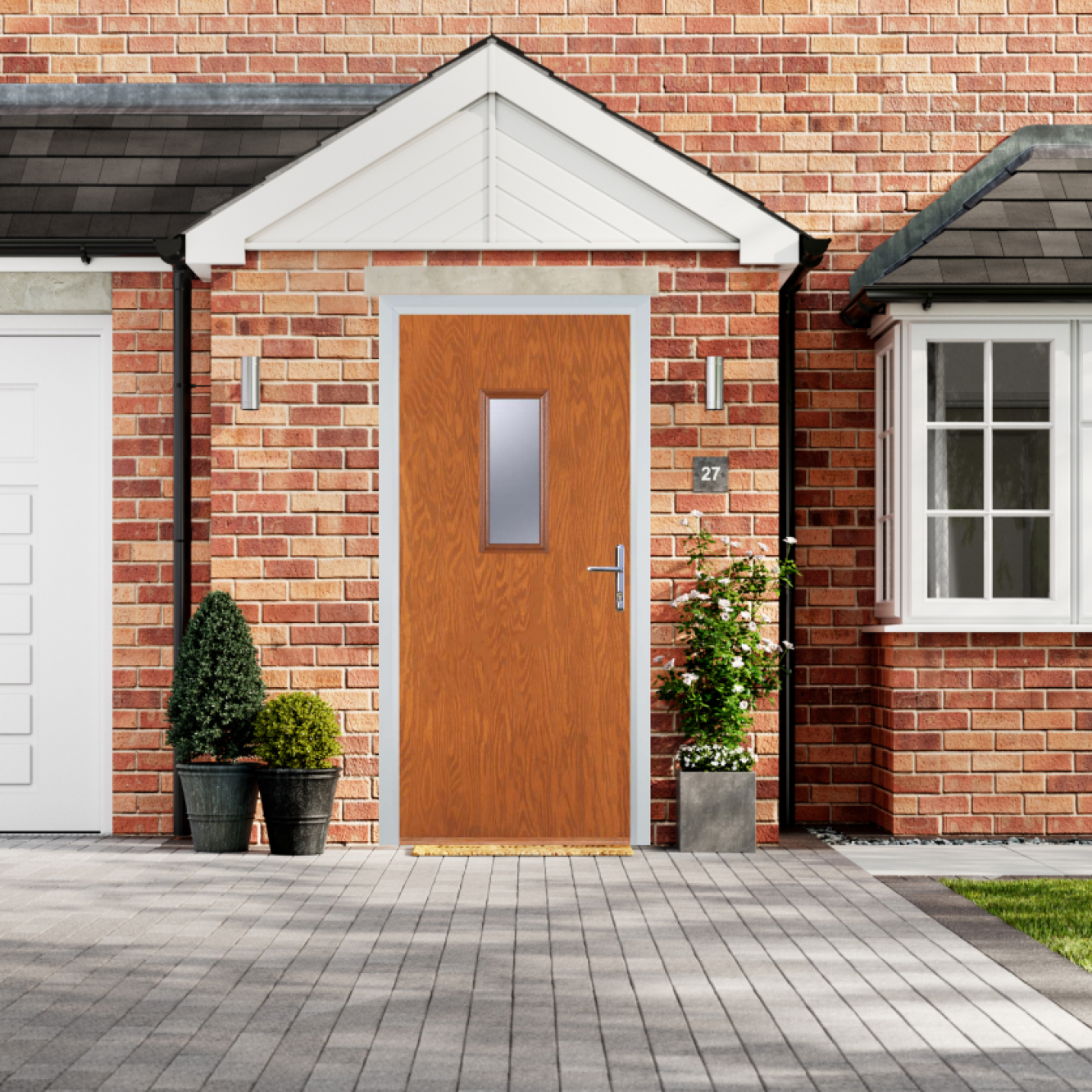 Door Stop 1 Square - Flush Grained (U) Composite Flush Door In Oak Image