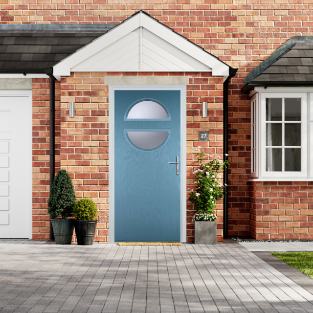 Door Stop Circle - Flush Grained (X) Composite Flush Door In Pastel Blue Thumbnail