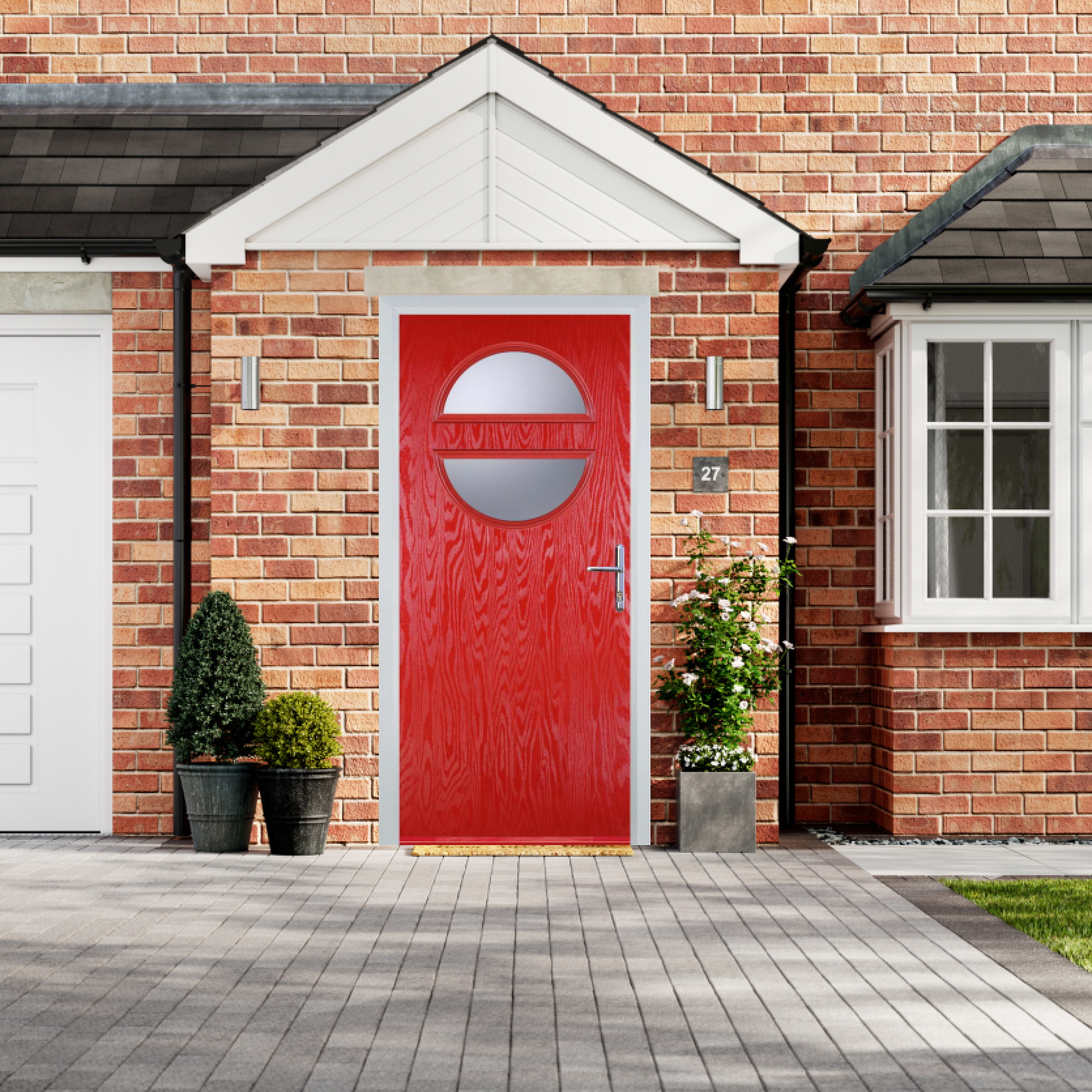 Door Stop Circle - Flush Grained (X) Composite Flush Door In Poppy Red (High Gloss) Large
                        Image