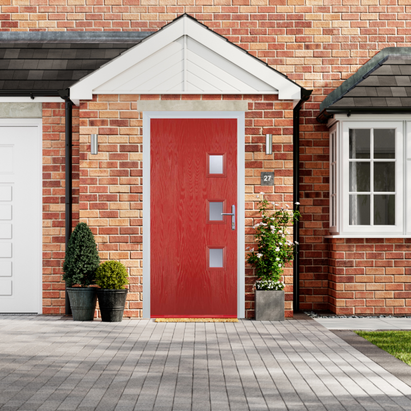 Door Stop 3 Square - Flush Grained (Y) Composite Flush Door In Red Image