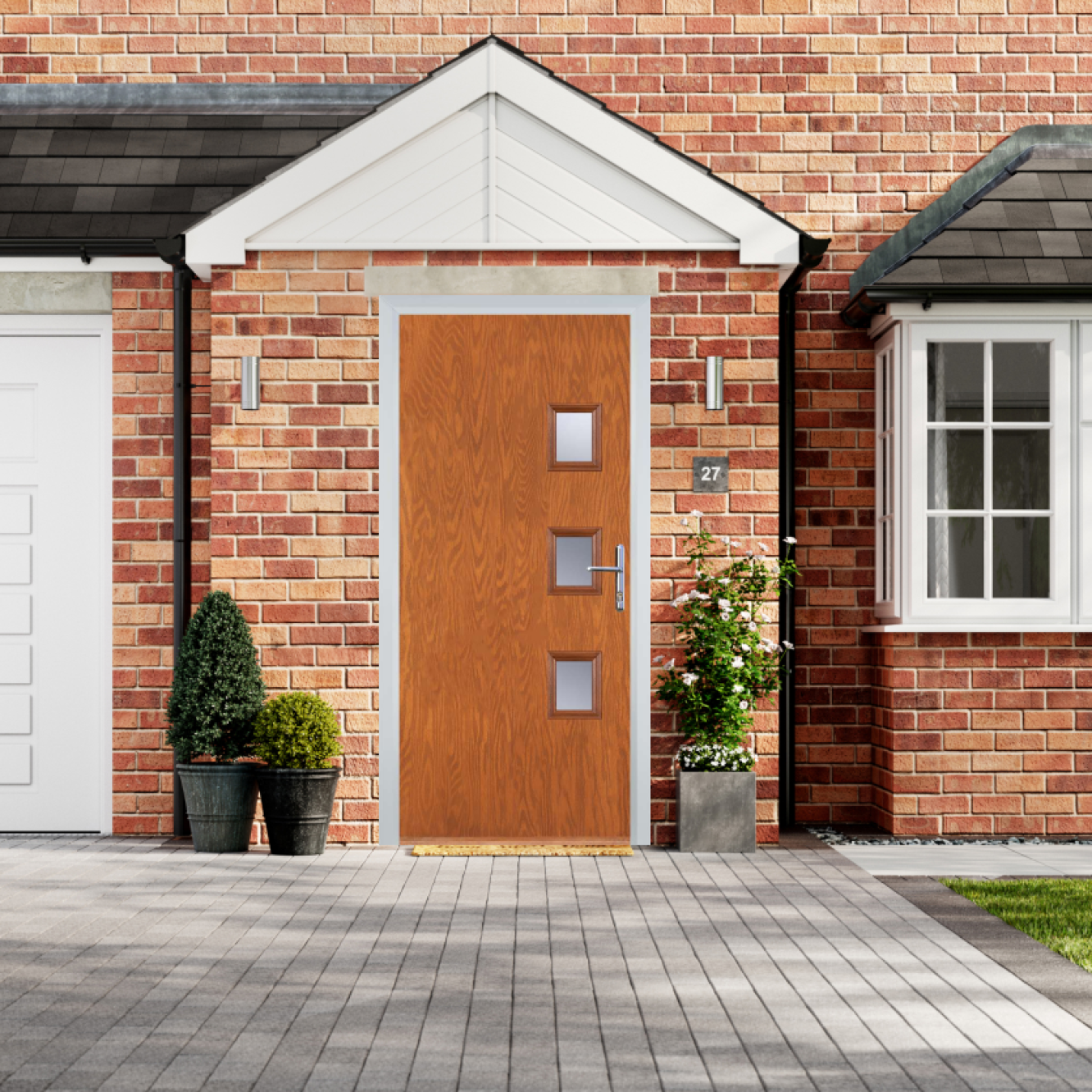 Door Stop 3 Square - Flush Grained (Y) Composite Flush Door In Oak Image