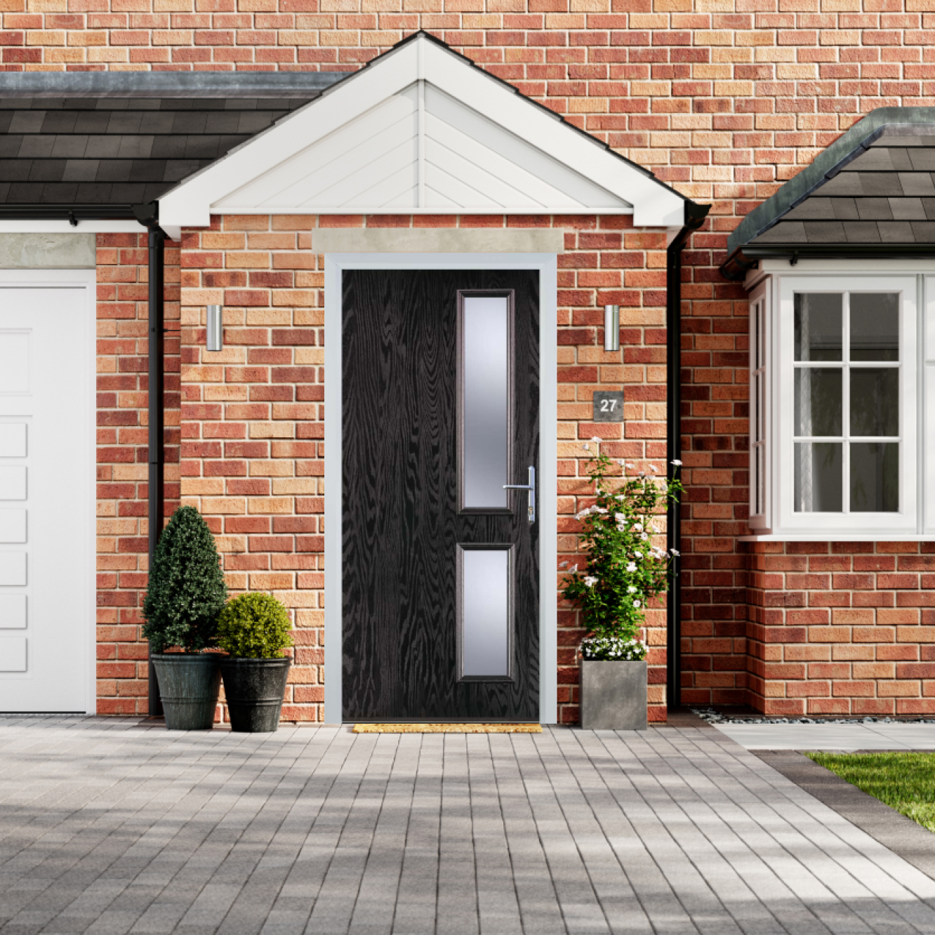 Door Stop Twin Side - Flush Grained (Z) Composite Flush Door In Black Brown Image