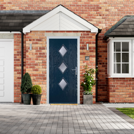 Door Stop 3 Diamond - Flush Grained (P3) Composite Flush Door In Blue
