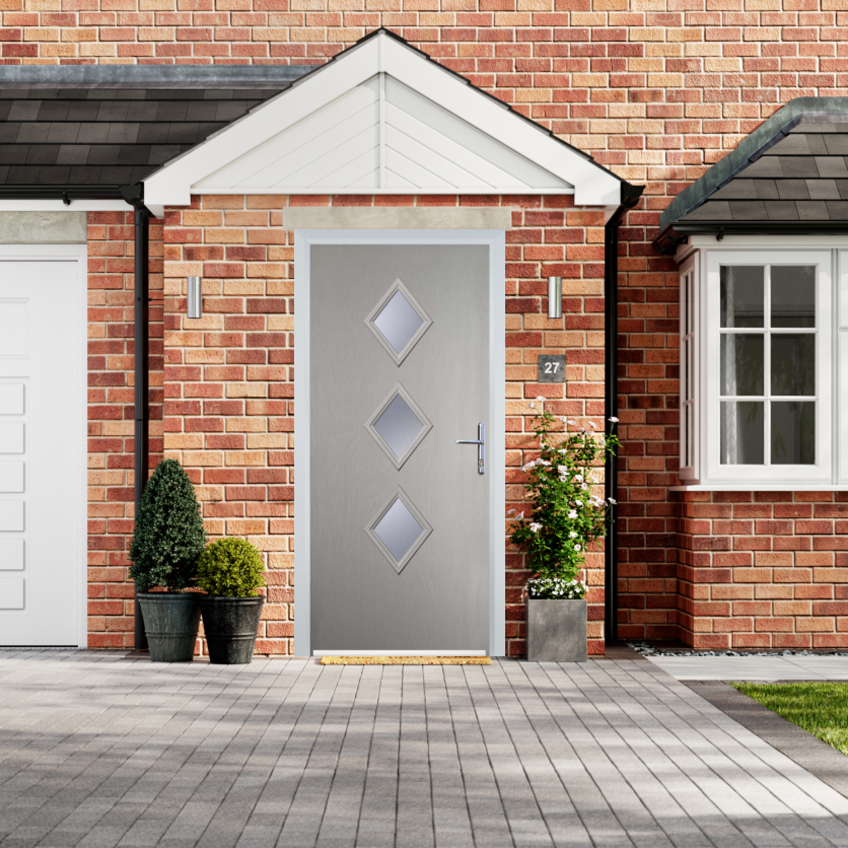Door Stop 3 Diamond - Flush Grained (P3) Composite Flush Door In Agate Grey Large
                        Image
