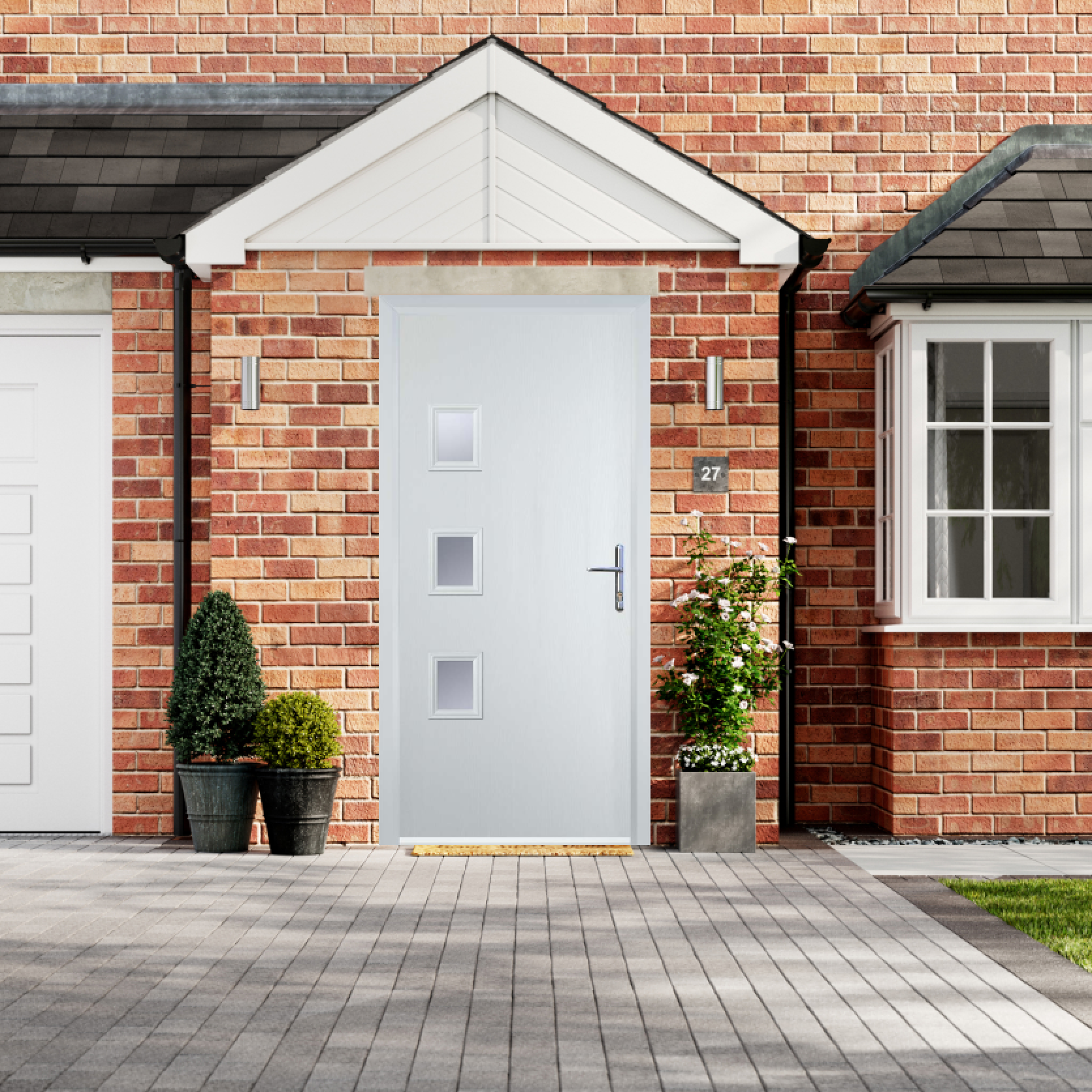 Door Stop 3 Square - Flush Grained (YH) Composite Flush Door In White Large
                        Image