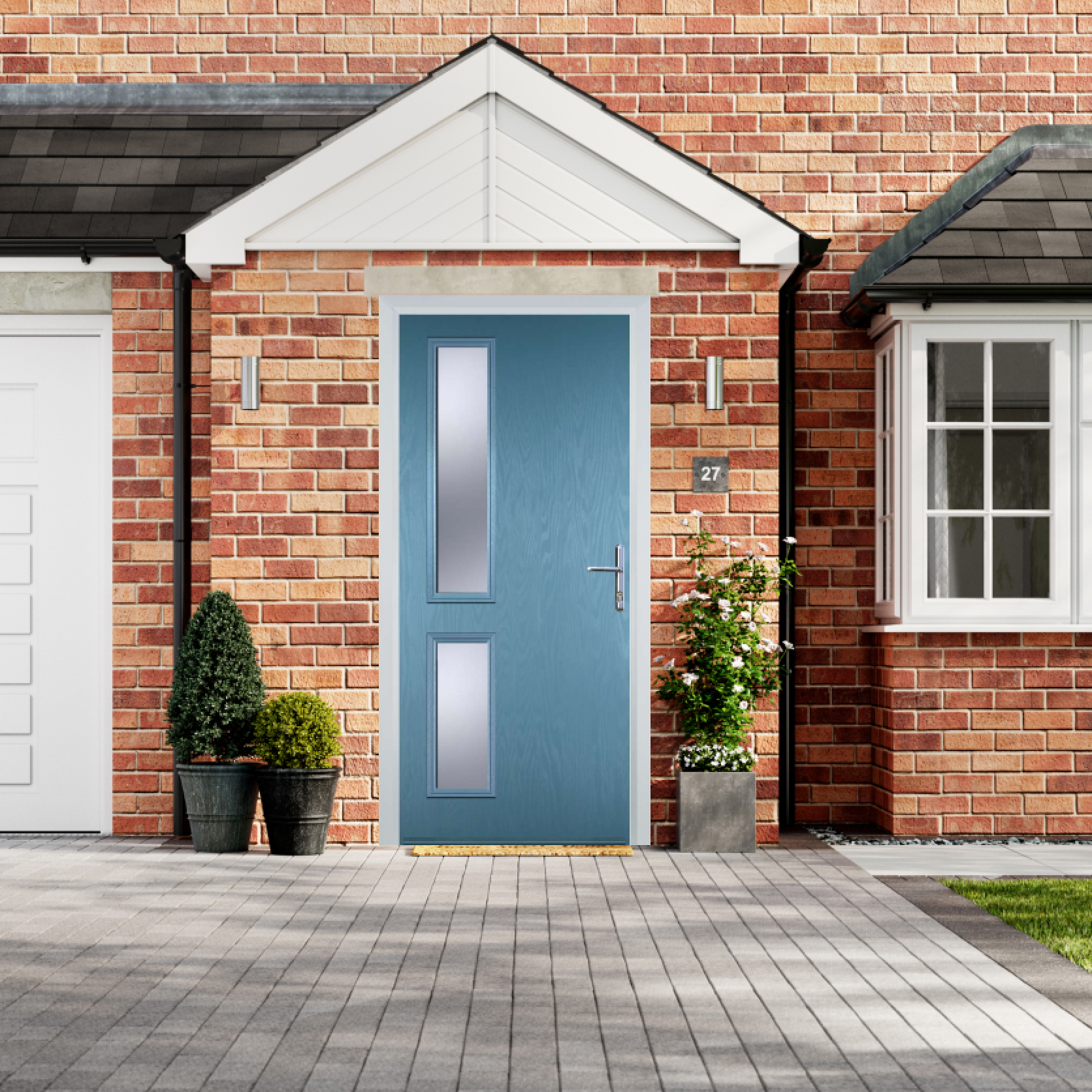 Door Stop Twin Side - Flush Grained (ZH) Composite Flush Door In Pastel Blue Large
                        Image