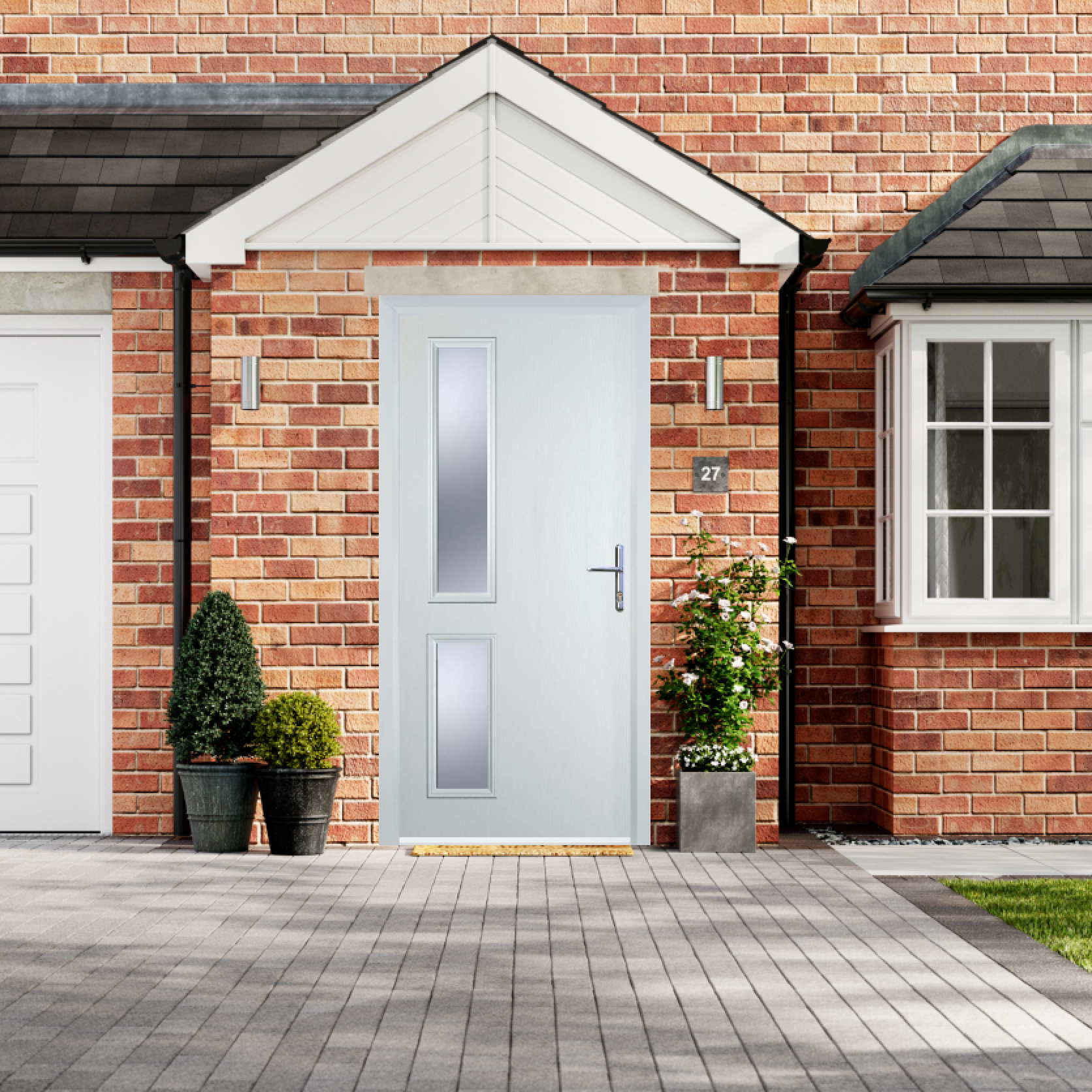 Door Stop Twin Side - Flush Grained (ZH) Composite Flush Door In White Large
                        Image