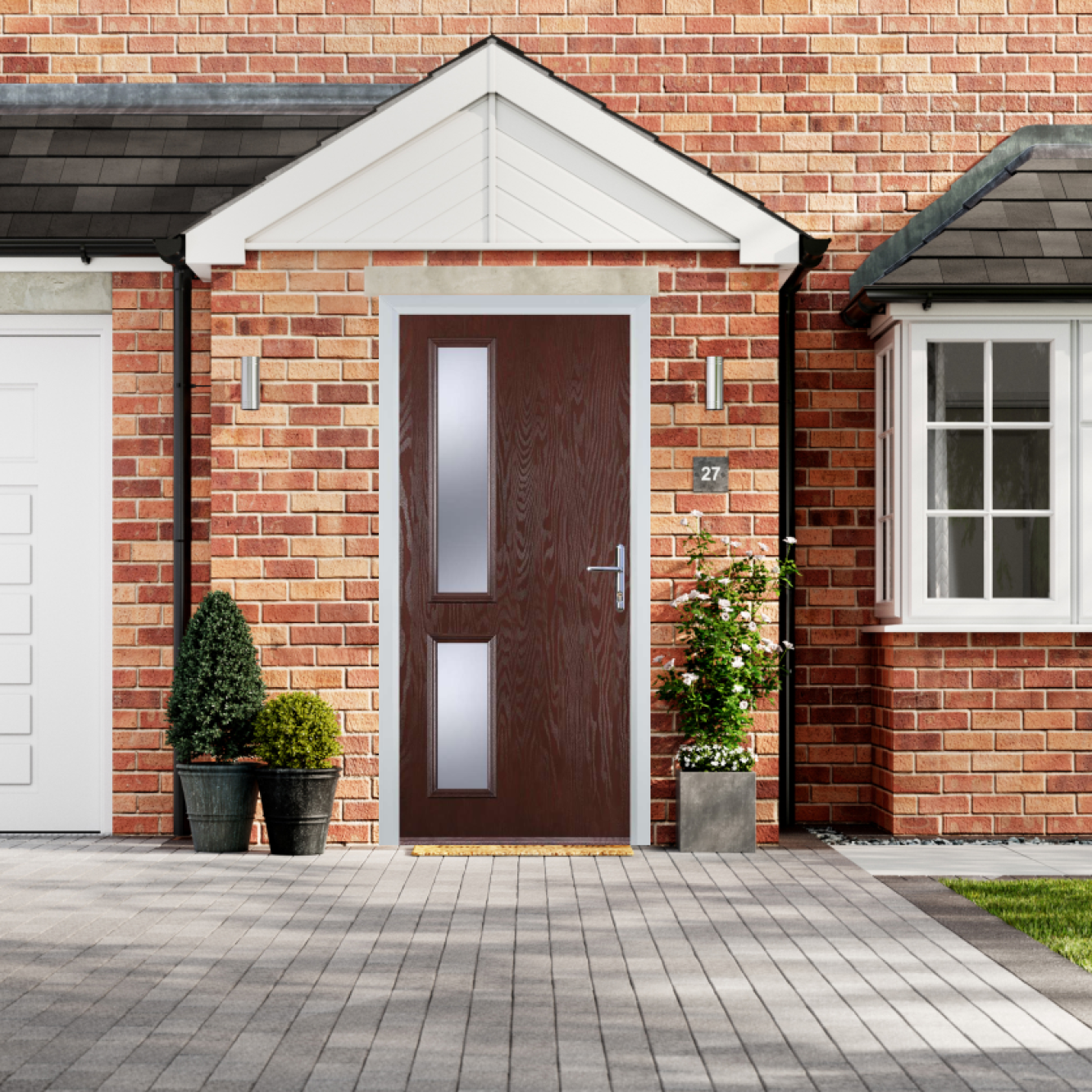 Door Stop Twin Side - Flush Grained (ZH) Composite Flush Door In Dark Wood Image