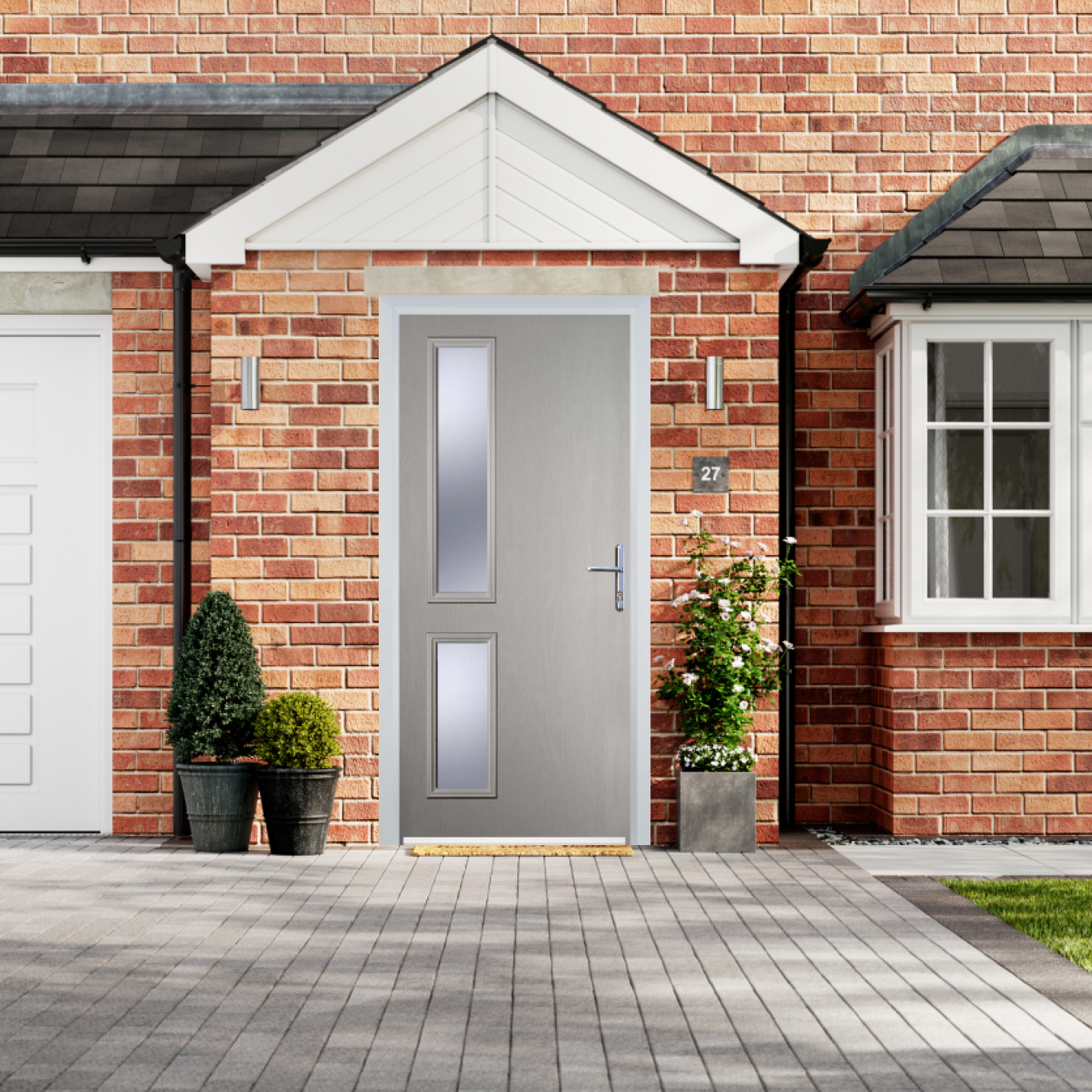 Door Stop Twin Side - Flush Grained (ZH) Composite Flush Door In Agate Grey Image