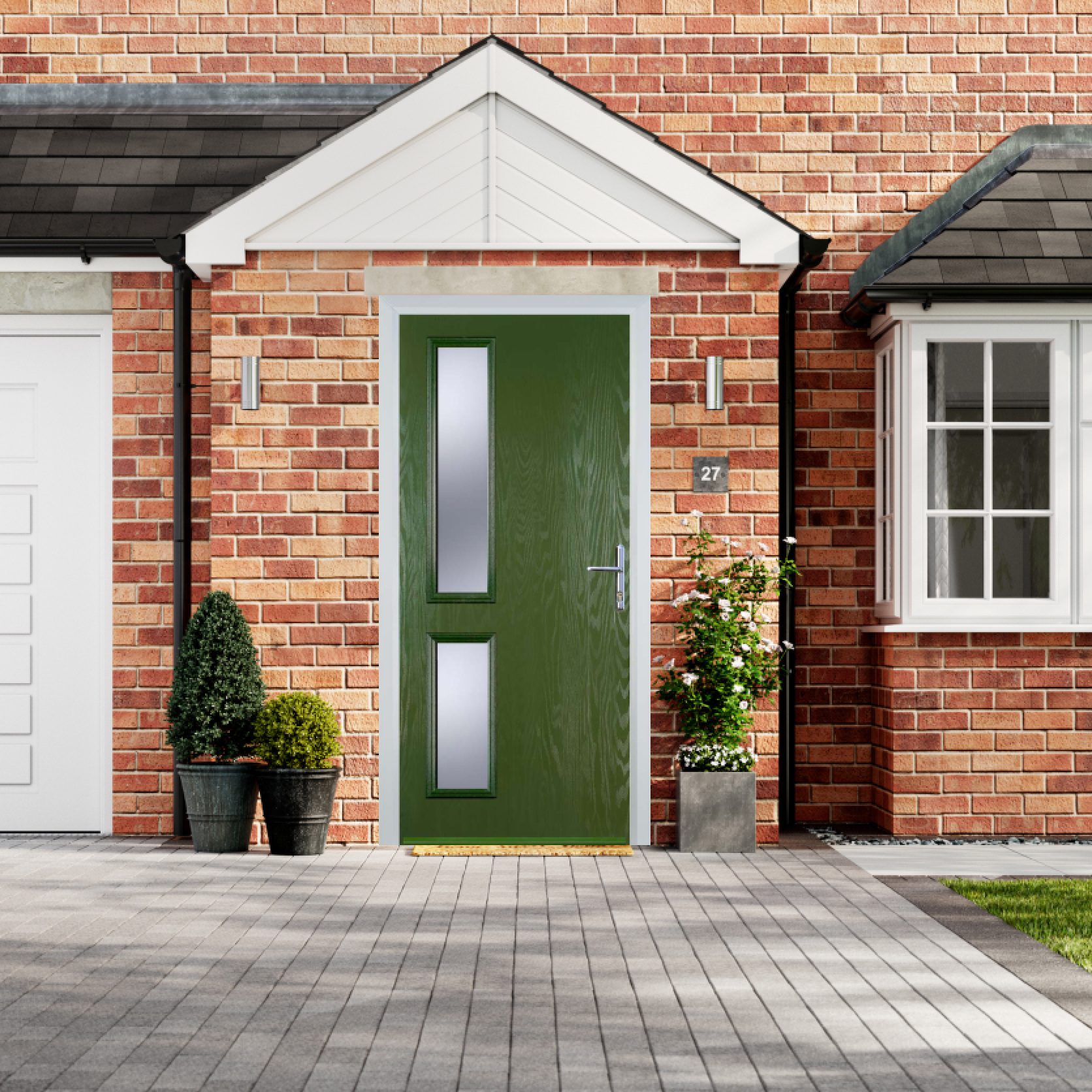 Door Stop Twin Side - Flush Grained (ZH) Composite Flush Door In Fern Green Large
                        Image