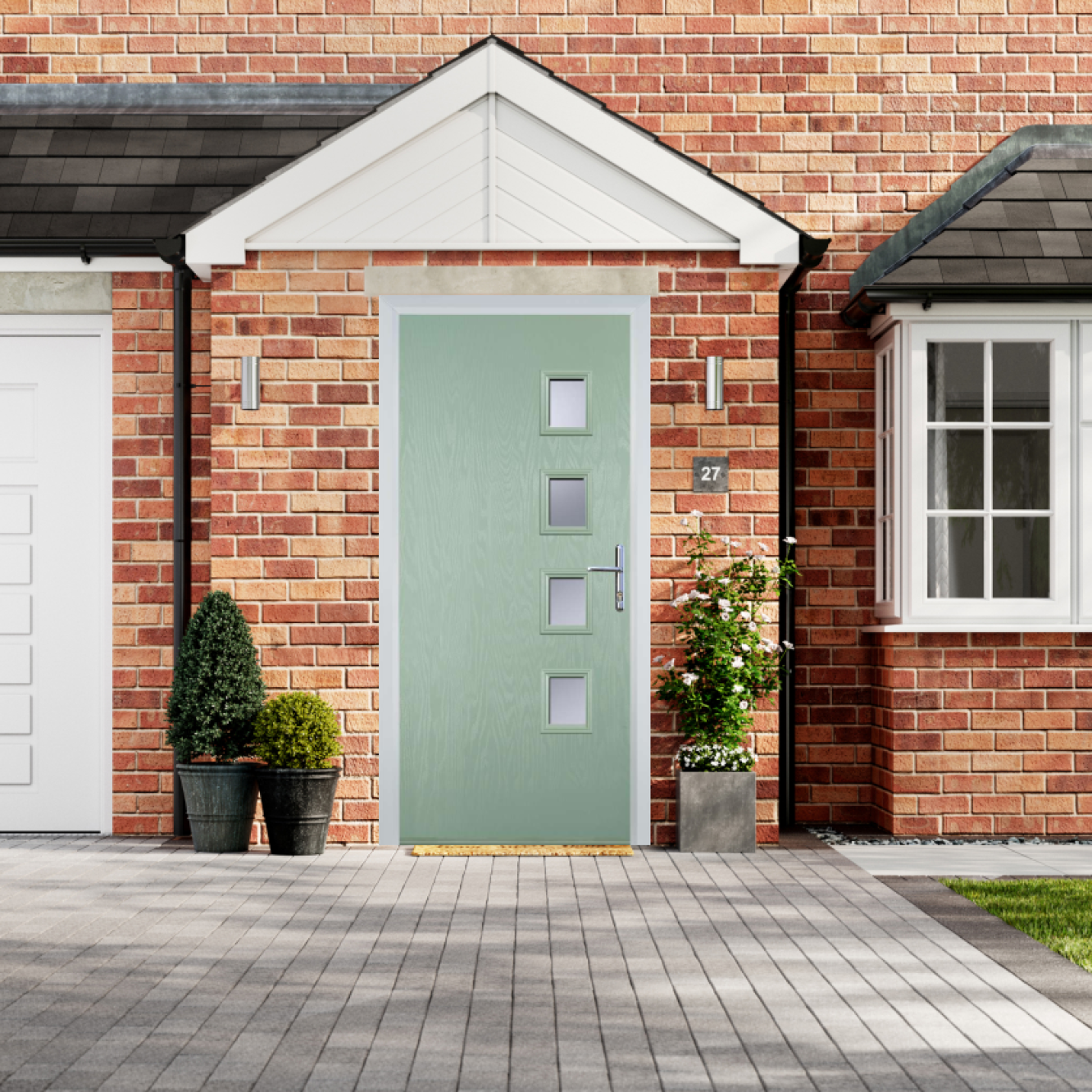 Door Stop 4 Square - Flush Grained (W4) Composite Flush Door In Chartwell Green Image