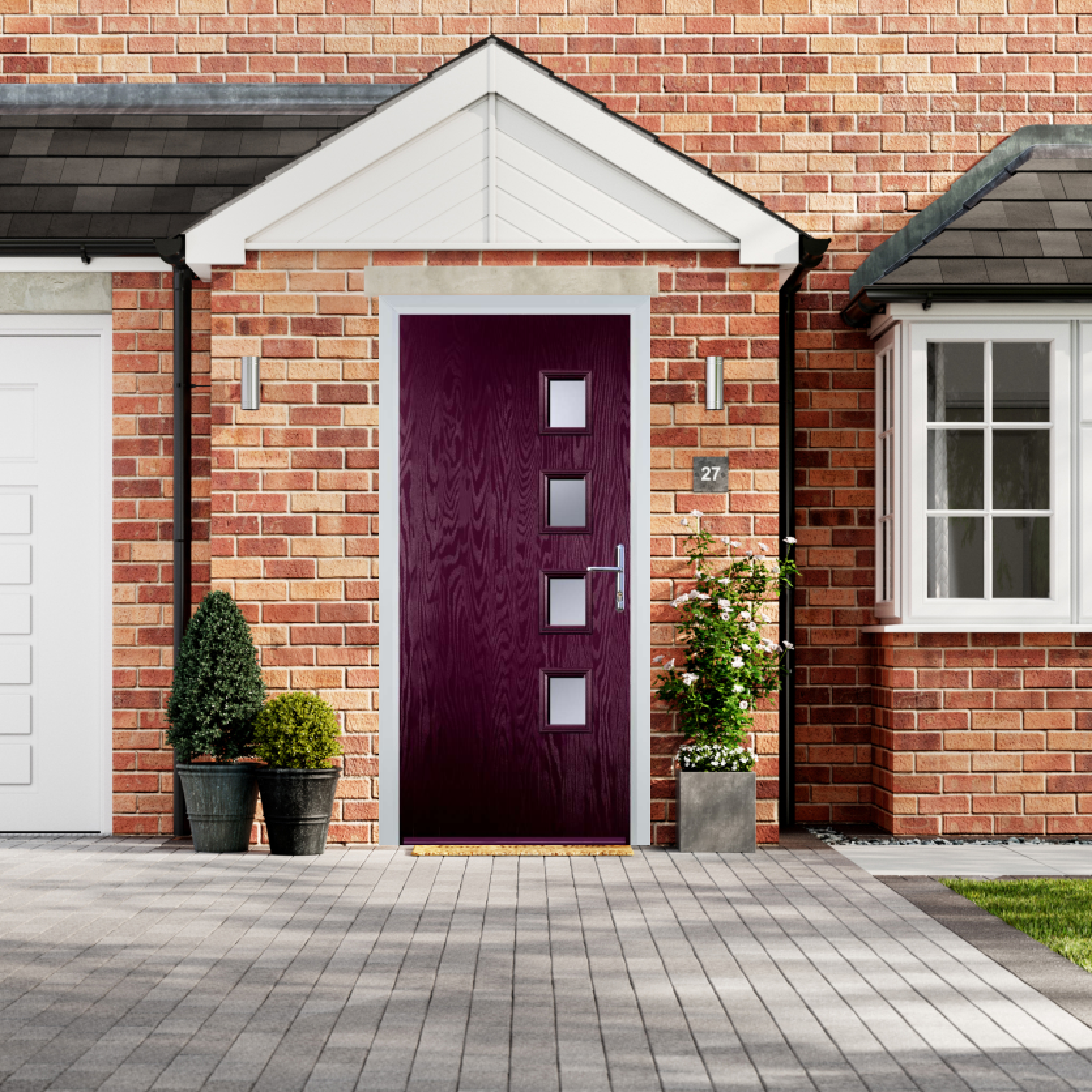 Door Stop 4 Square - Flush Grained (W4) Composite Flush Door In Purple Violet Large
                        Image