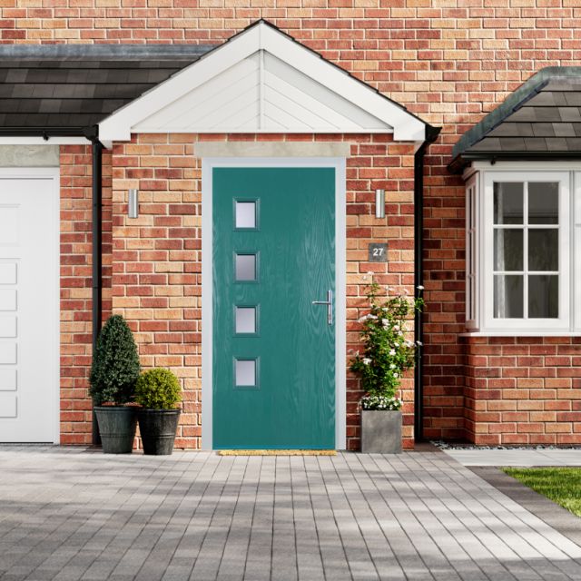 Door Stop 4 Square - Flush Grained (W4H) Composite Flush Door In Turquoise Blue Thumbnail