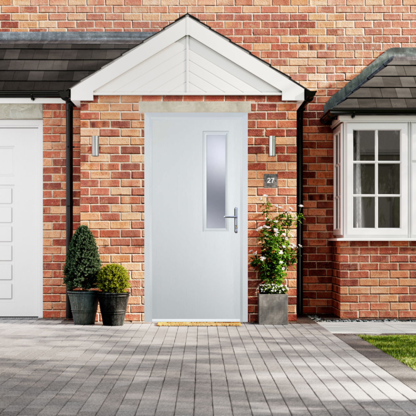 Door Stop Mid Square - Flush Grained (56) Composite Flush Door In White Image