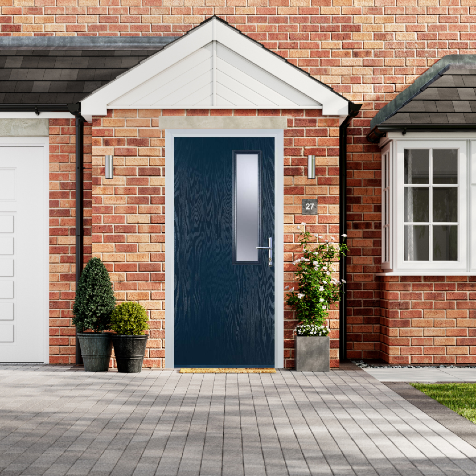 Door Stop Mid Square - Flush Grained (56) Composite Flush Door In Blue Large
                        Image