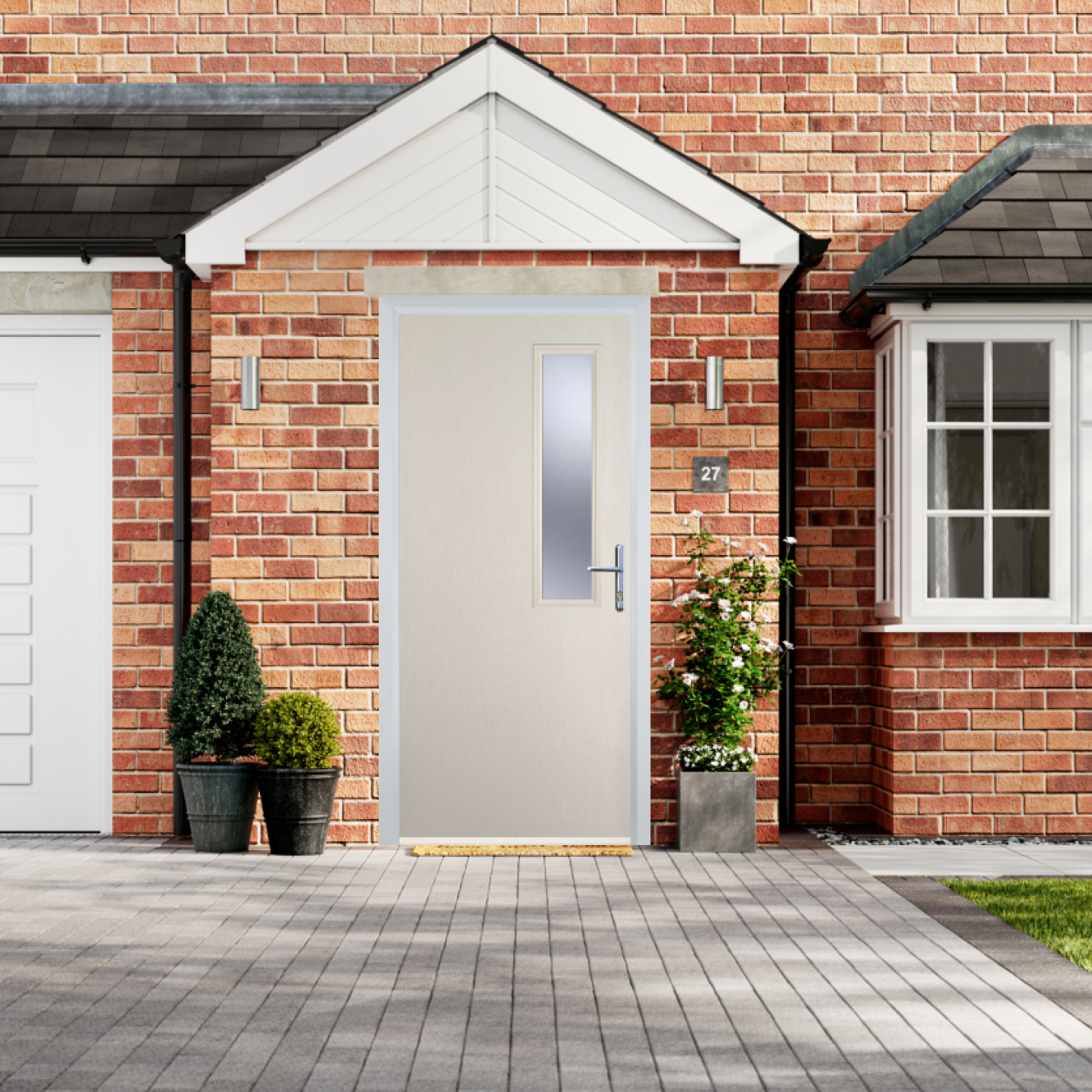 Door Stop Mid Square - Flush Grained (56) Composite Flush Door In Cream Image