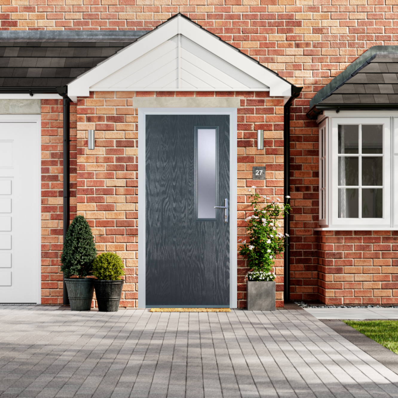 Door Stop Mid Square - Flush Grained (56) Composite Flush Door In Grey Image