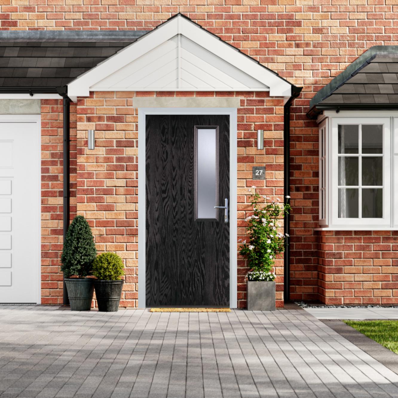 Door Stop Mid Square - Flush Grained (56) Composite Flush Door In Black Brown Image