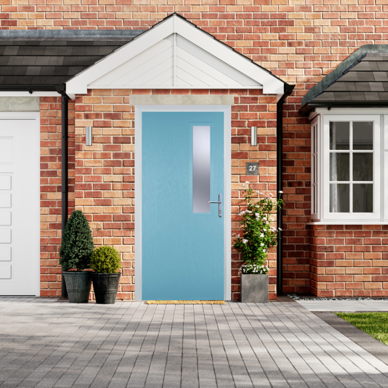 Door Stop Mid Square - Flush Grained (56) Composite Flush Door In Duck Egg Blue Image