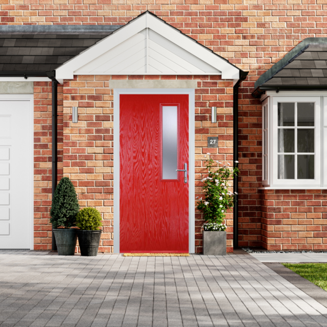 Door Stop Mid Square - Flush Grained (56) Composite Flush Door In Poppy Red (High Gloss) Thumbnail