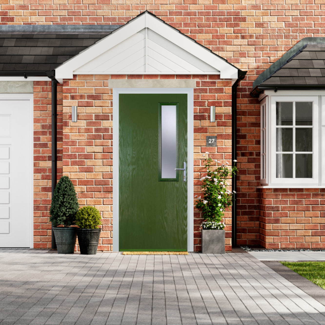 Door Stop Mid Square - Flush Grained (56) Composite Flush Door In Fern Green Image