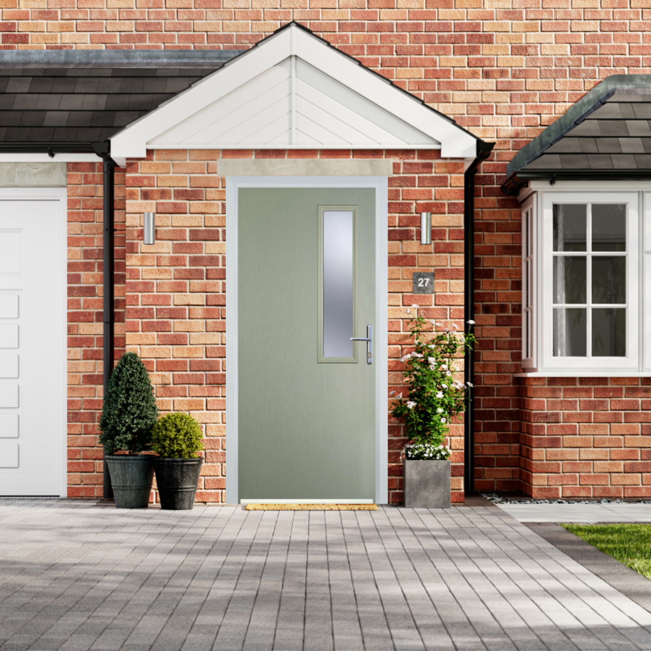 Door Stop Mid Square - Flush Grained (56) Composite Flush Door In Pebble Grey Image