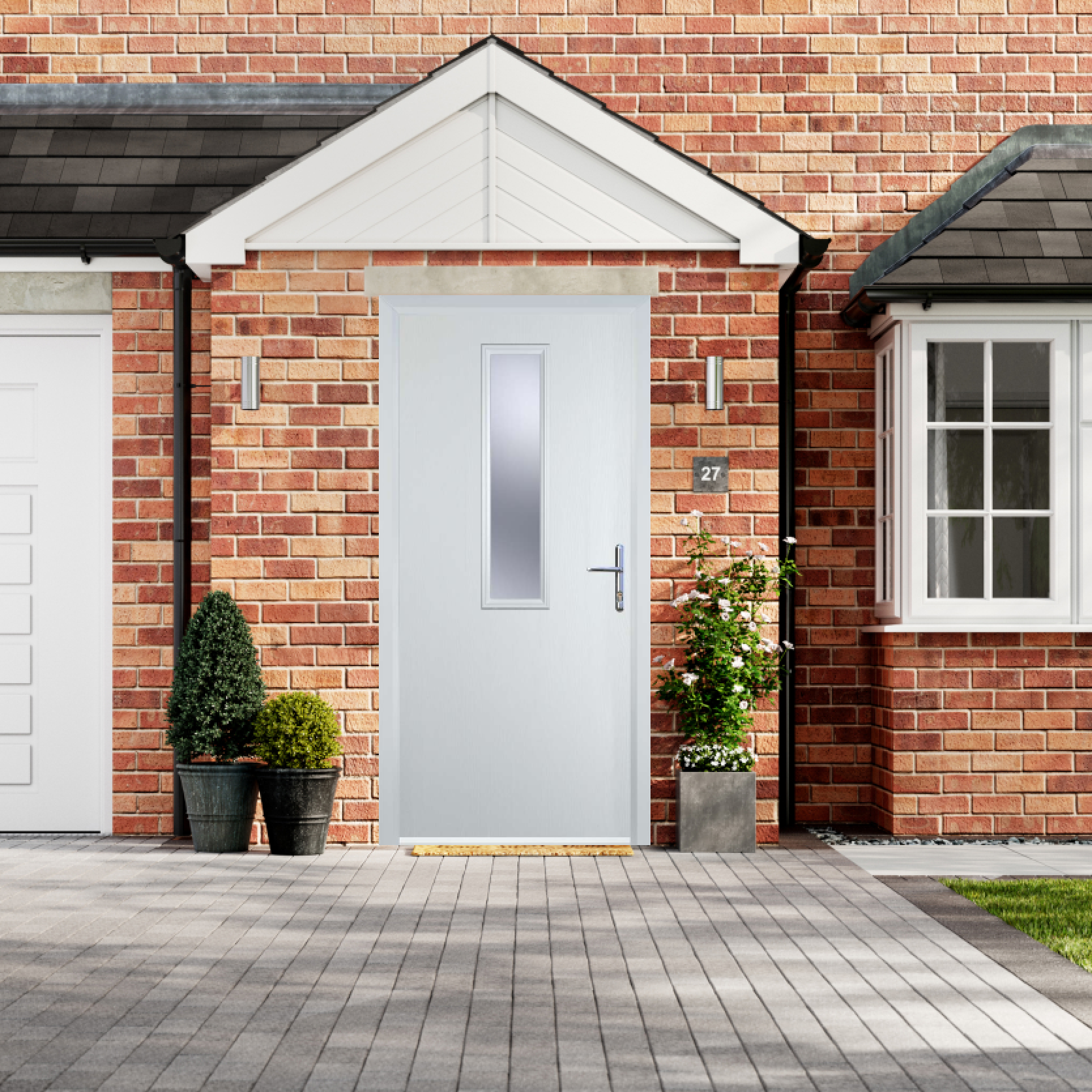 Door Stop Mid Square - Flush Grained (57) Composite Flush Door In White Large
                        Image