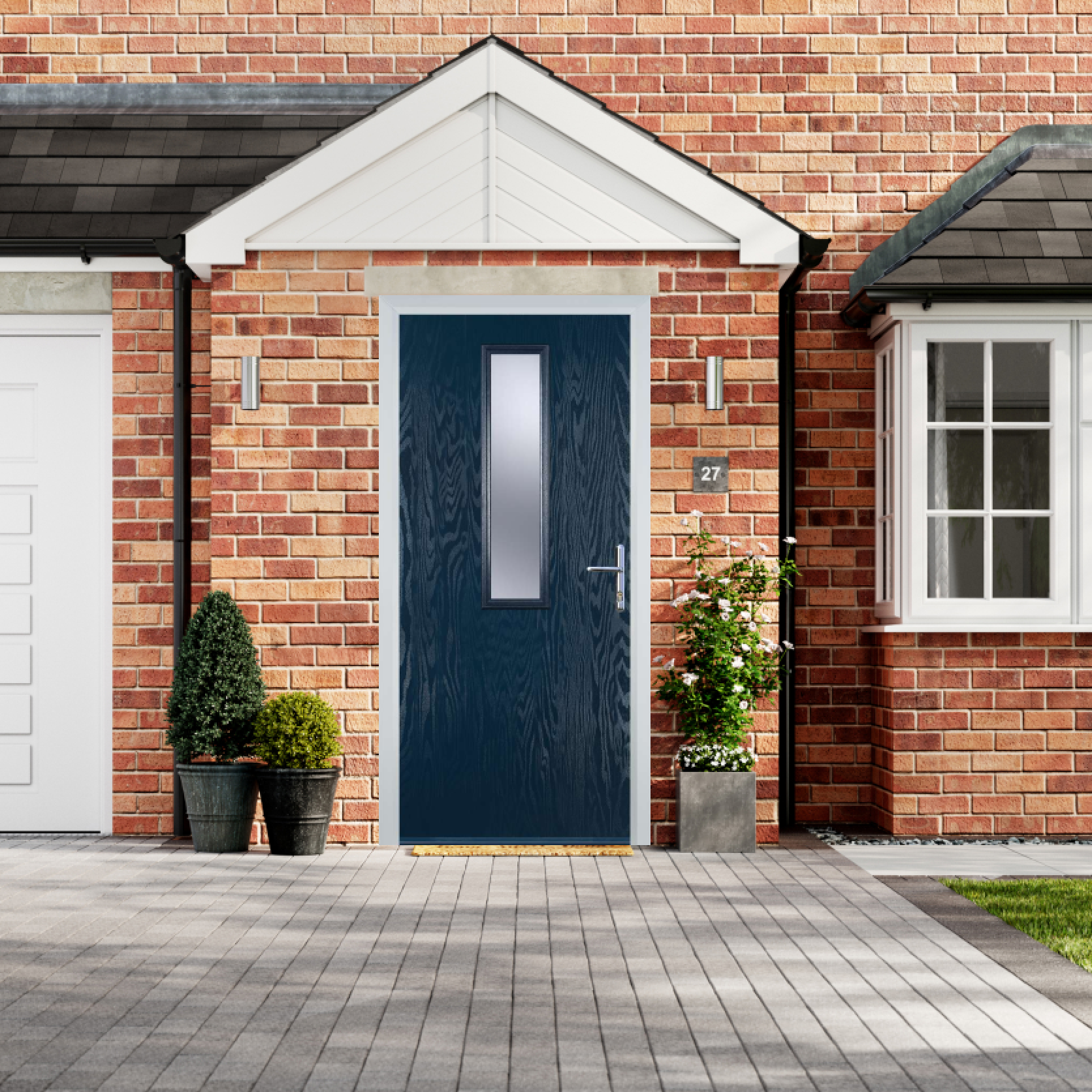 Door Stop Mid Square - Flush Grained (57) Composite Flush Door In Blue Large
                        Image