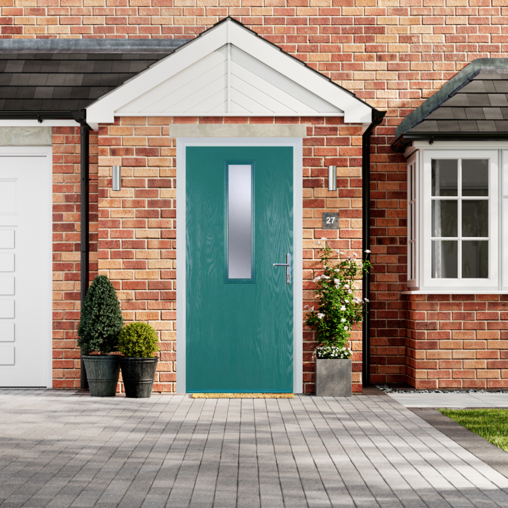 Door Stop Mid Square - Flush Grained (57) Composite Flush Door In Turquoise Blue Large
                        Image